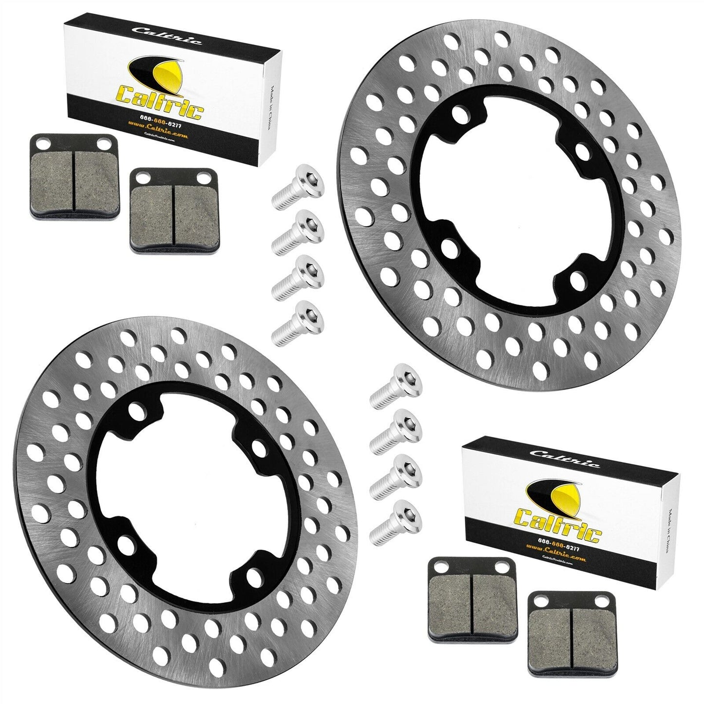 2 Front Brake Disc w/ Pads Bolts fits Yamaha Grizzly 400 YFM400FG 4X4 2007 2008