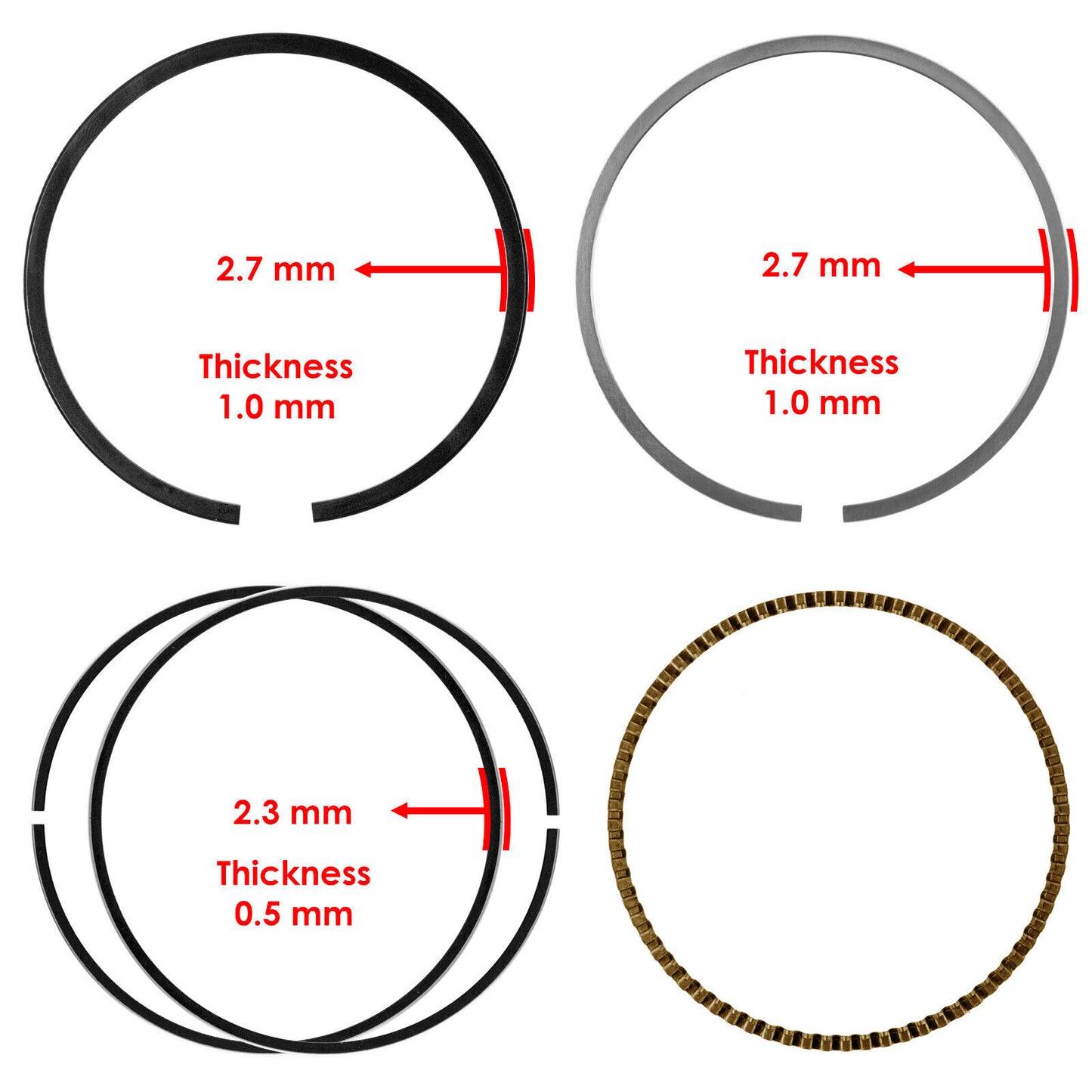 Cylinder Piston Ring for Honda TRX250 Recon 250 2X4 1997-2001 Standard Bore