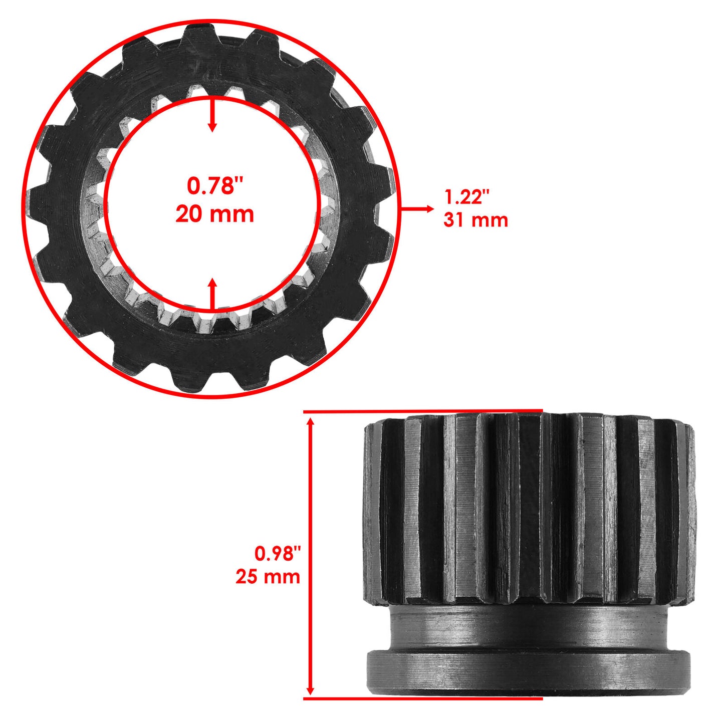 Rear Differential Pinion Joint Gear For Honda ATC250ES ATC250SX Big Red 1985-87