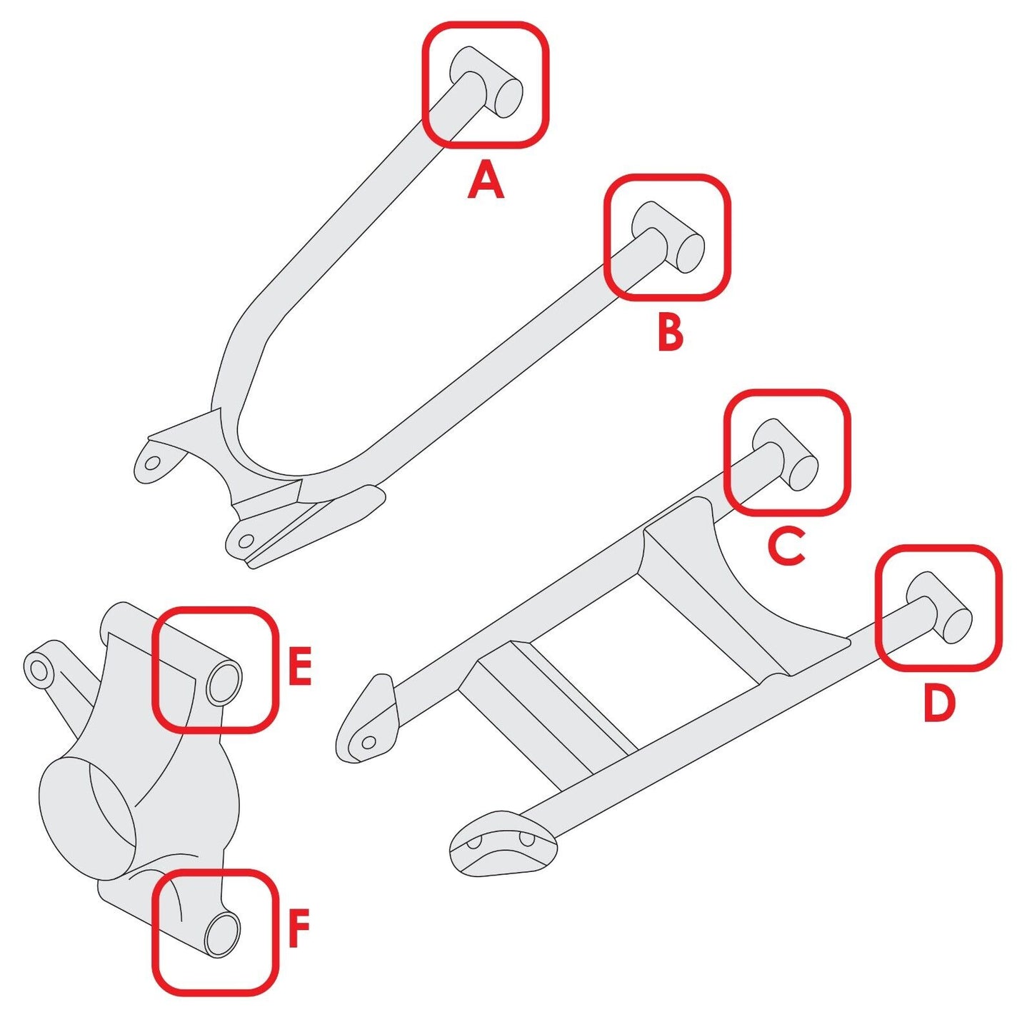 Caltric 5135270 Front Rear Upper Lower Left Right A-Arm Shaft for Polaris ATV