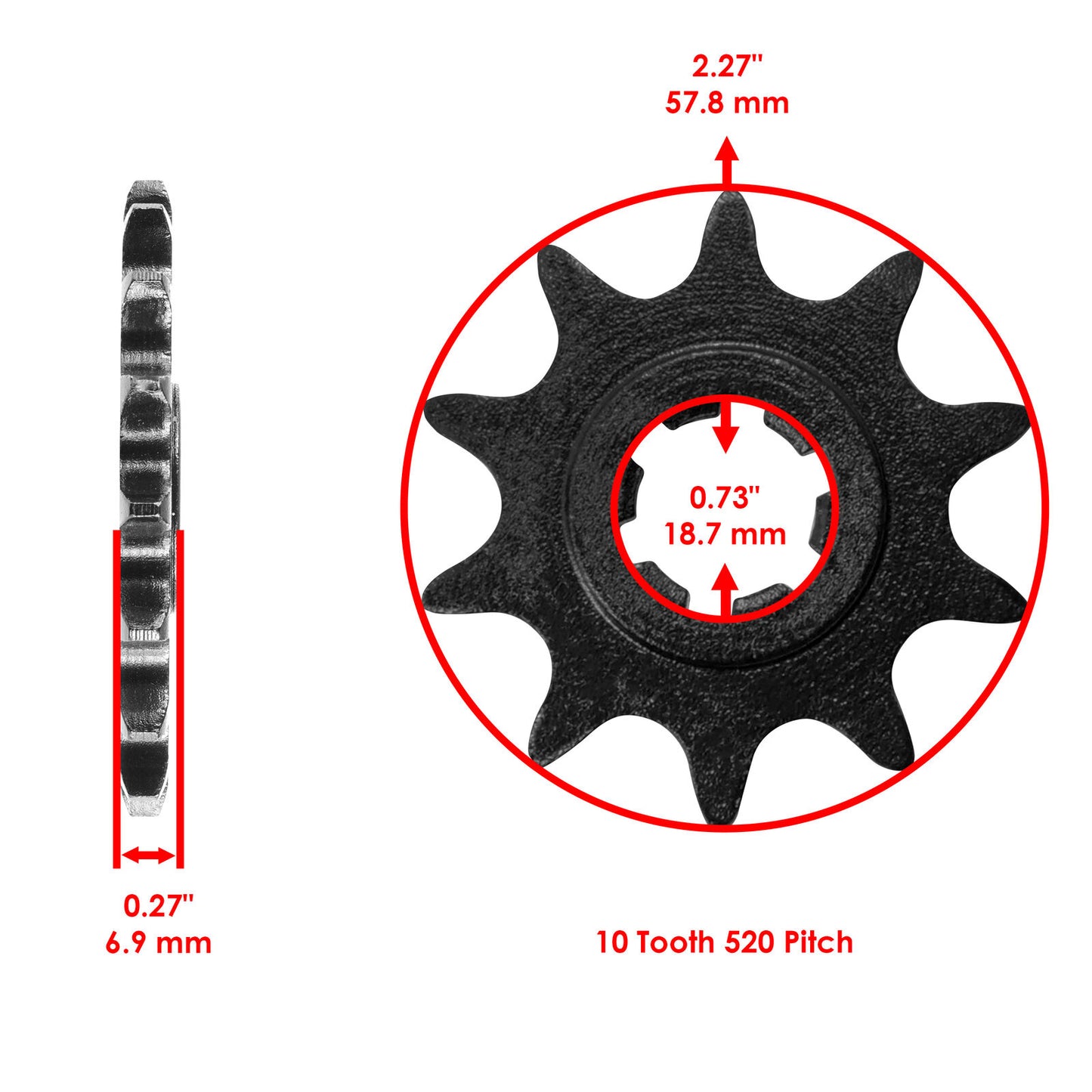 Caltric Front Drive Chain Sprocket for Suzuki LT80 QuadSport 1987-2006 Teeth 10