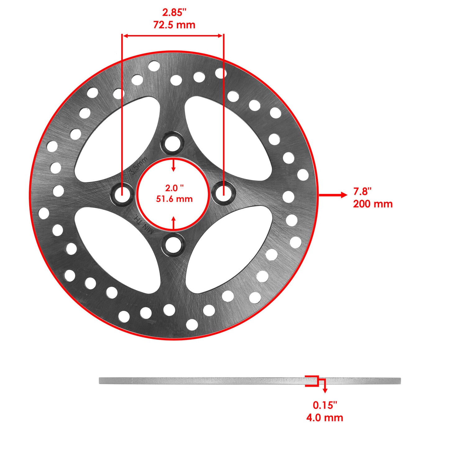 Rear Brake Disc Rotor For Yamaha YFZ450 2007 2008-2013 (Not For YFZ450R Models)