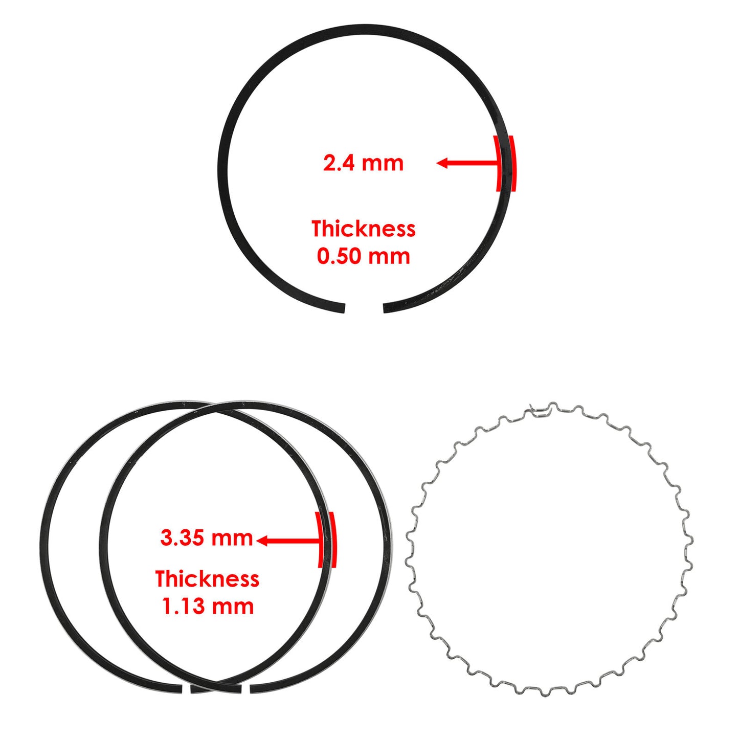 Caltric 13008-6025 Cylinder Piston Rings For Kawasaki