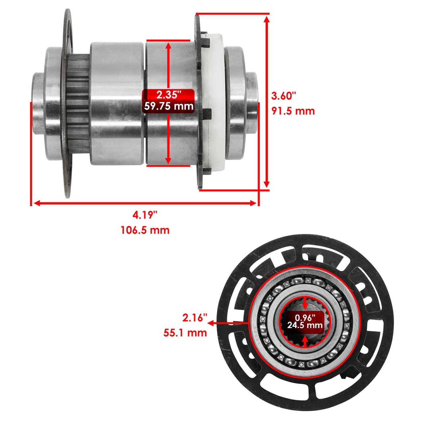 3236674 3235910 Front Differential Output & Cage with Rollers Hub For Polaris