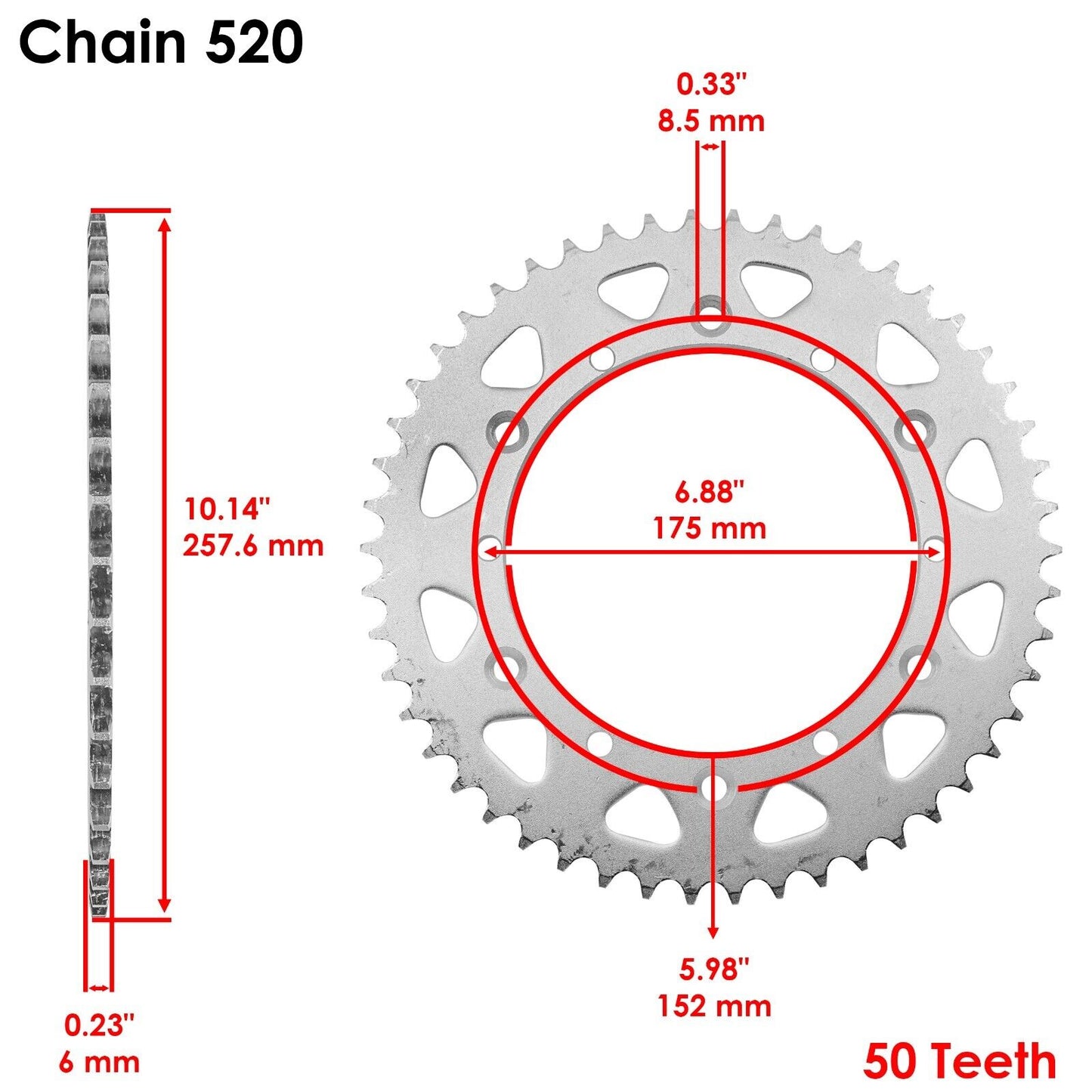 Black O-Ring Drive Chain & Sprockets Kit for Yamaha YZ100 82 83 / YZ125 84 85