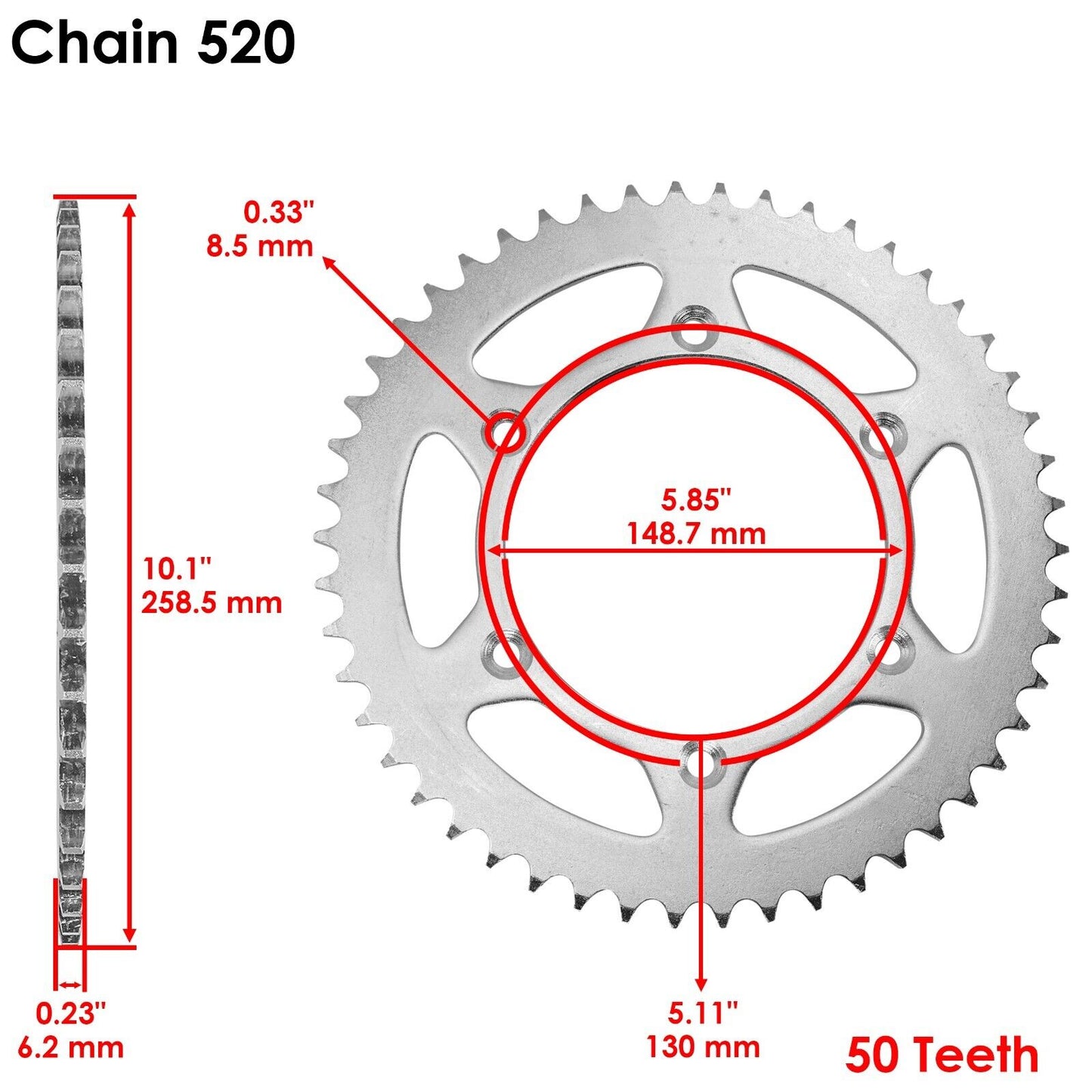 Drive Chain & Sprockets Kit for Yamaha WR250F 2007 2008 2009 2010 2011 2012-2017