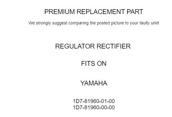 Regulator Rectifier for Yamaha 1D7-81960-01-00 1D7-81960-00-00