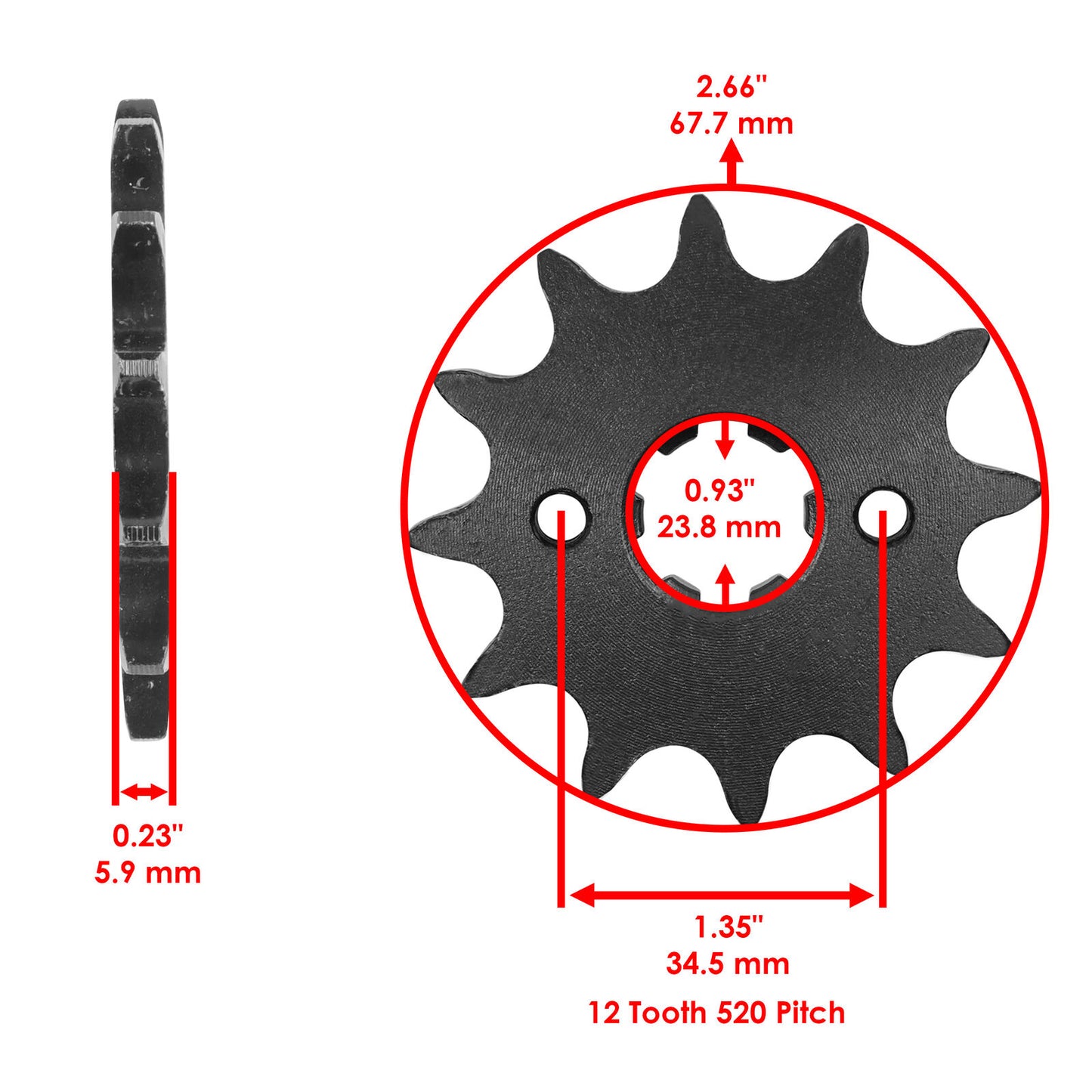 Caltric Front Drive Chain Sprocket for Honda 23803-HB3-000 Teeth 12