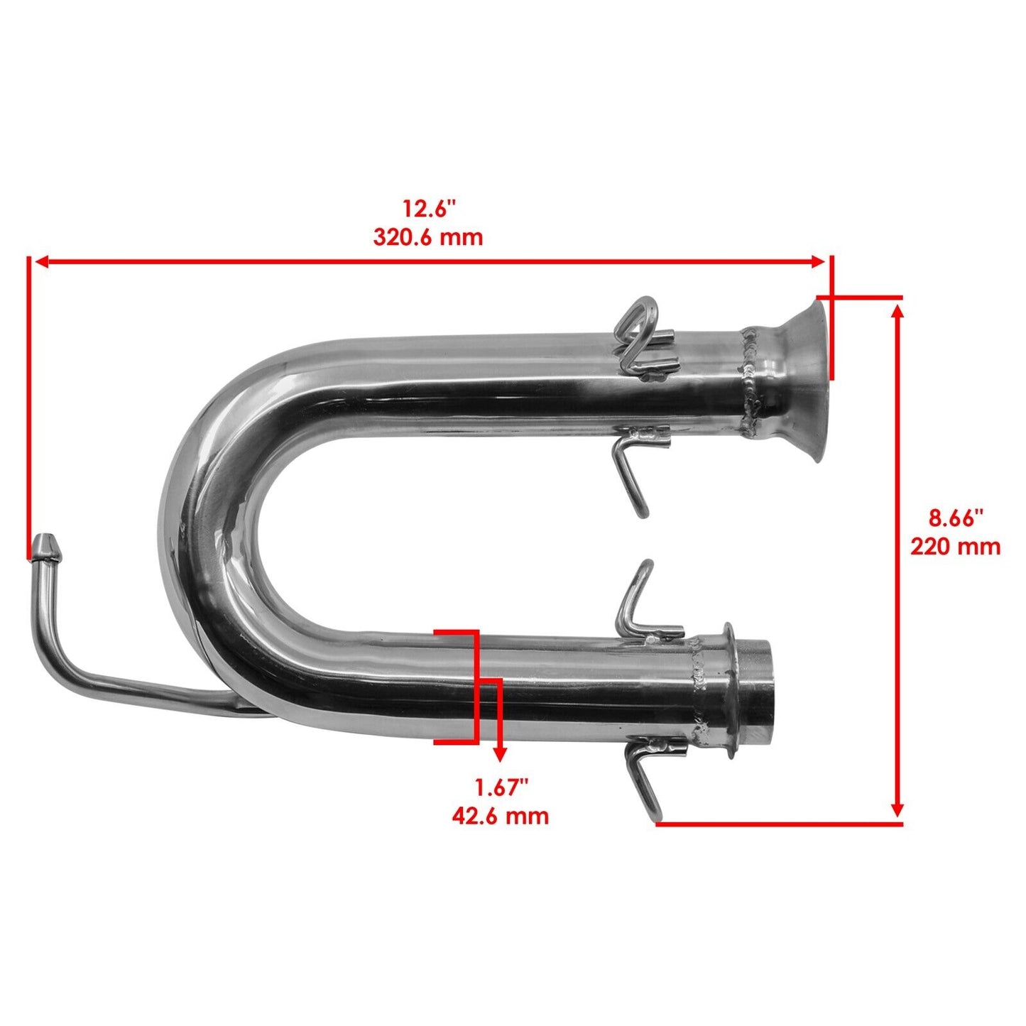 Caltric 5B4-E4621-00-00 Exhaust Pipe For Yamaha Rhino 700 YXR700F FI 2008-2013