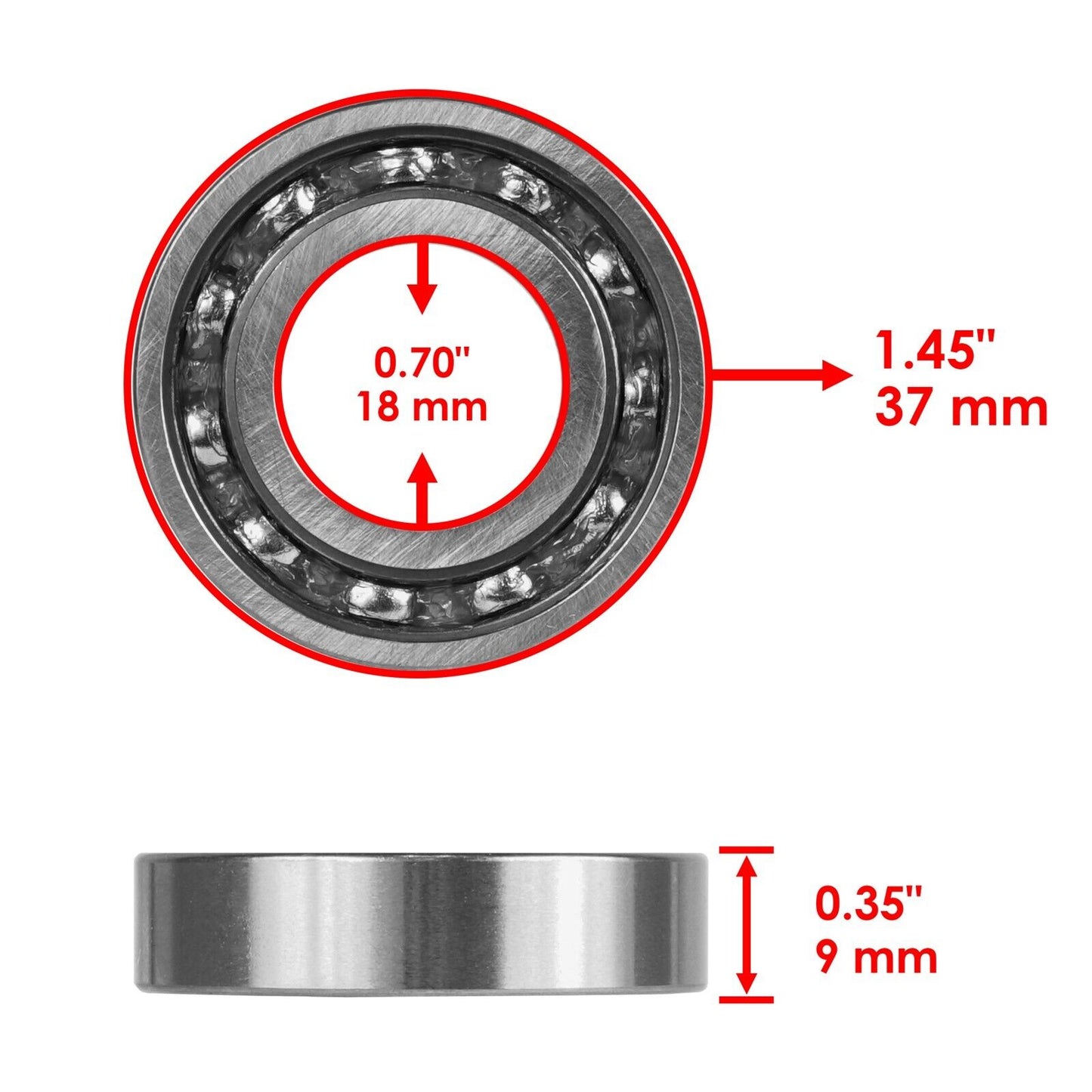 Caltric Open-Caged Camshaft Bearing For Honda NX650 18x37x9 1988-1989