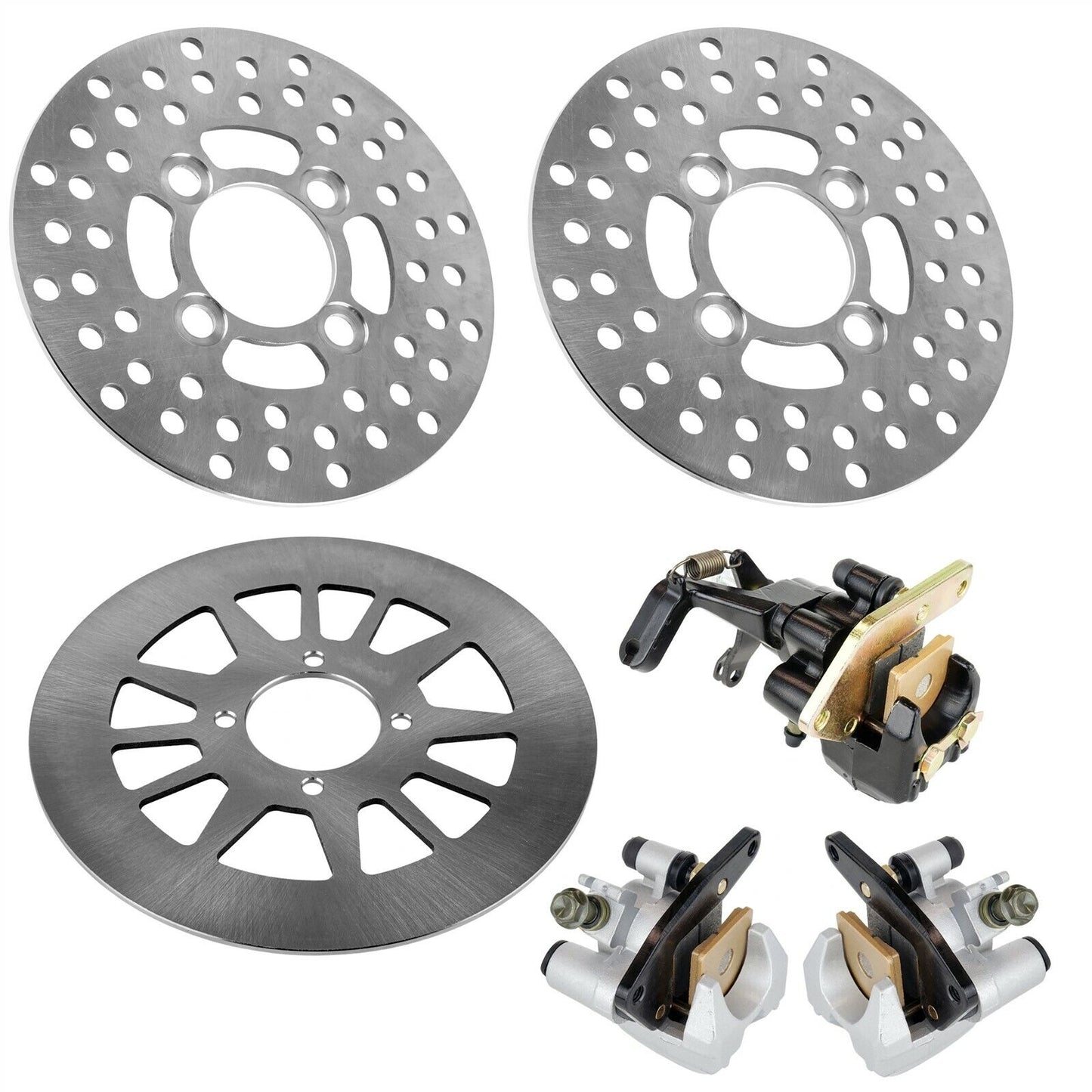 Front Rear Brake Disc Rotor w/ Calipers for Yamaha Warrior 350 YFM350X 1990-2004