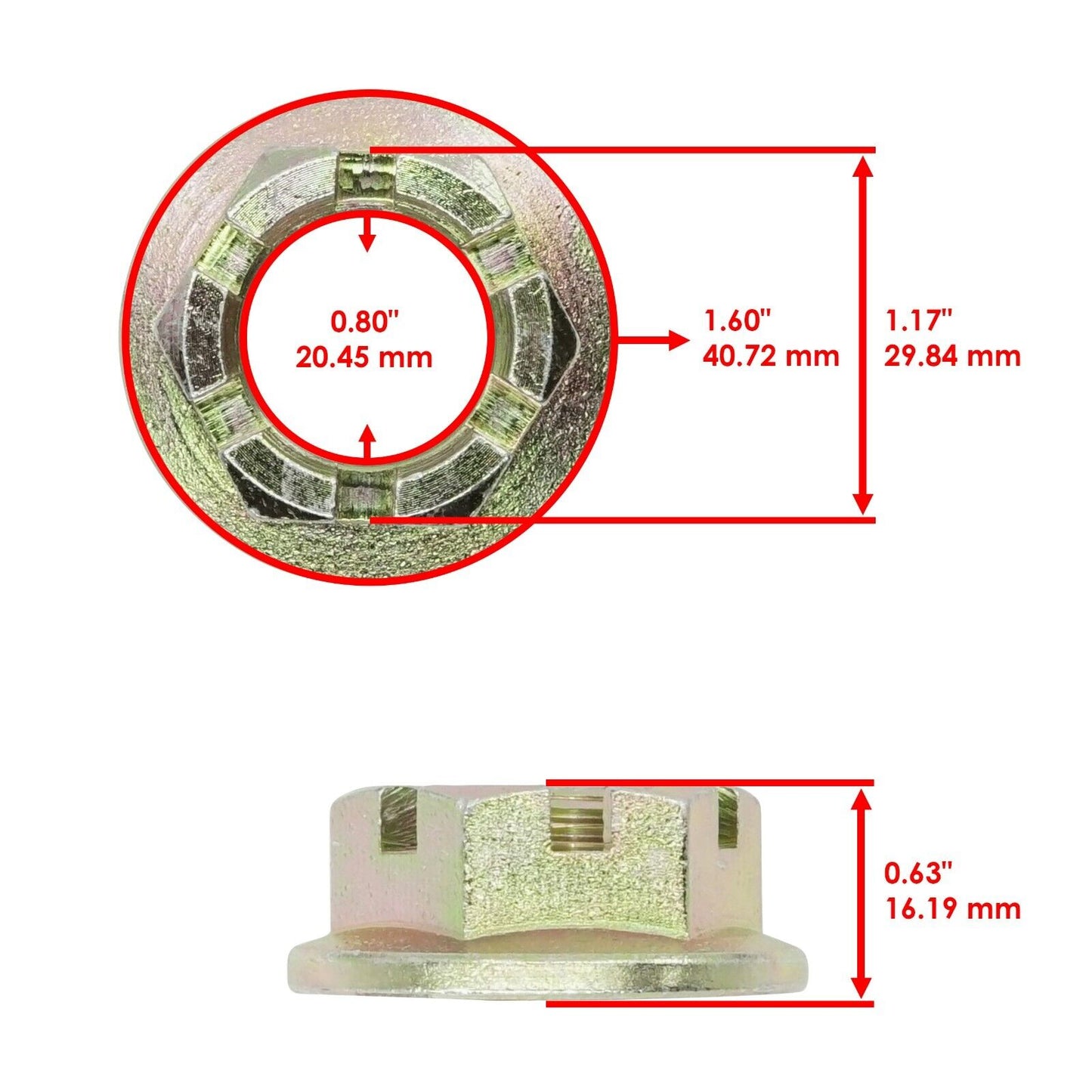 Front & Rear Wheel Castle Nut for Arctic Cat TRV 1000 Cruiser 2010-2015 4x