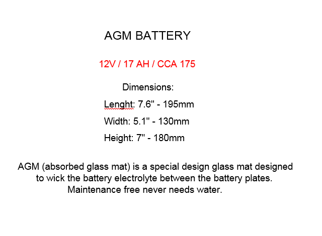 AGM Battery for Yamaha Wolverine X4 YXF85 18-2020 / Wolverine X2 YXE85 2019-2020