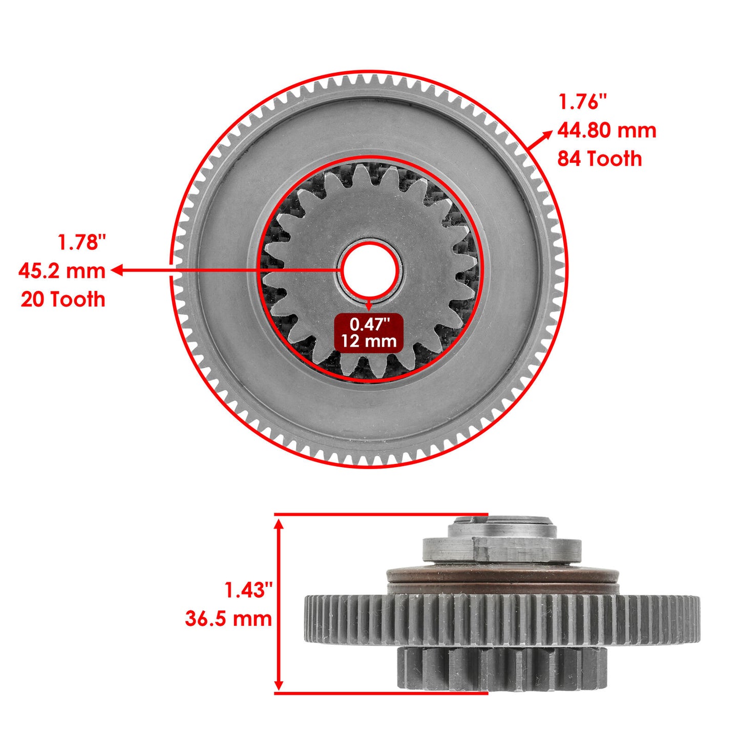 Starter Clutch Idler Limit Gear Kit fits Polaris RZR 900 2014 2015 2016 - 2021