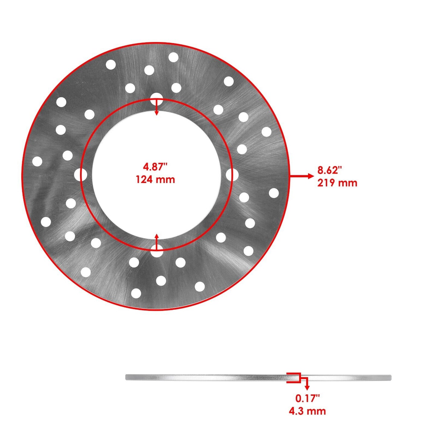 Rear Brake Disc Rotor w/ Pads for Polaris Ranger 800 6X6 2010 2011 2012 - 2017