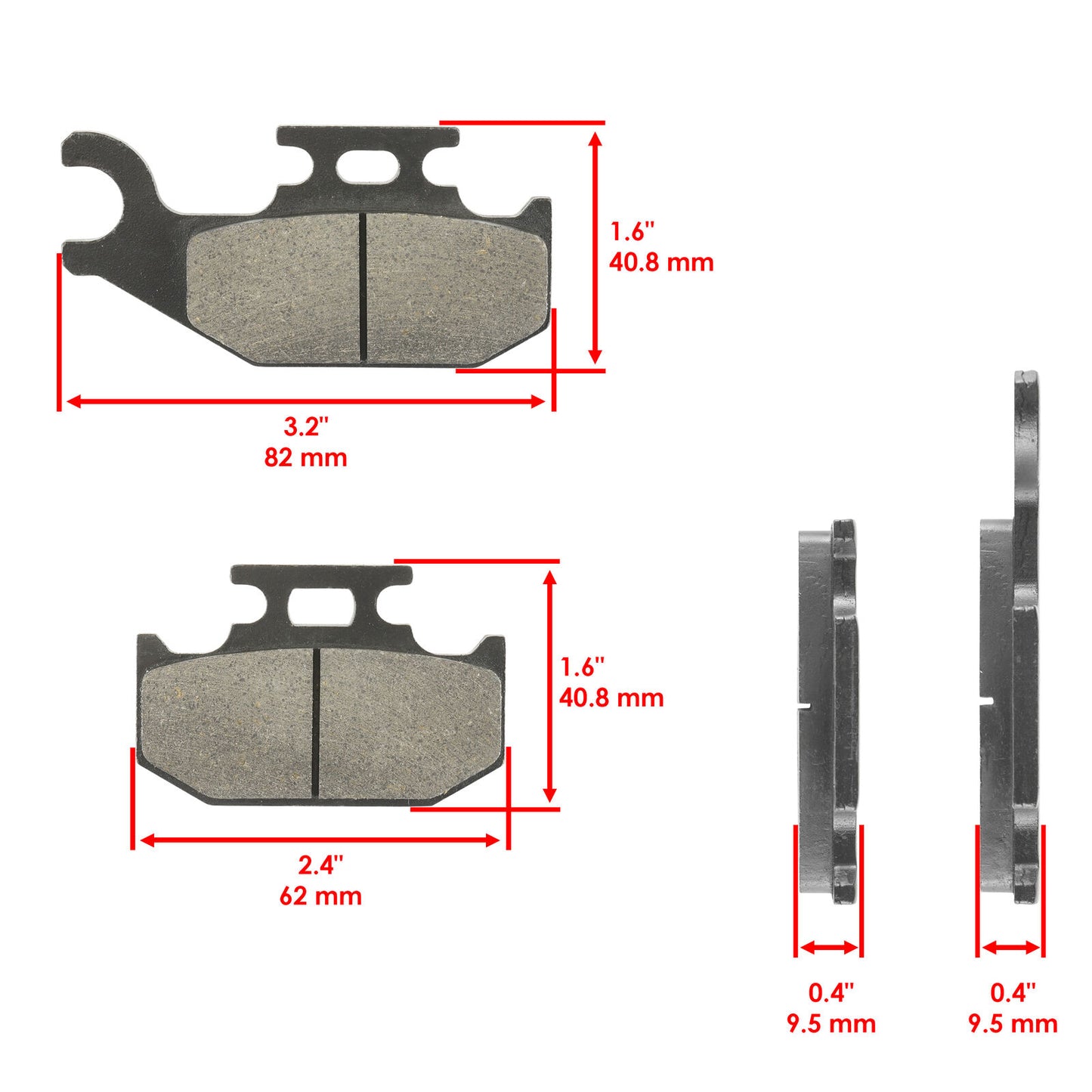 Rear Brake Pads for Yamaha Rhino 660 YXR66F 2004-2007 / 5UG-W0046-01-00