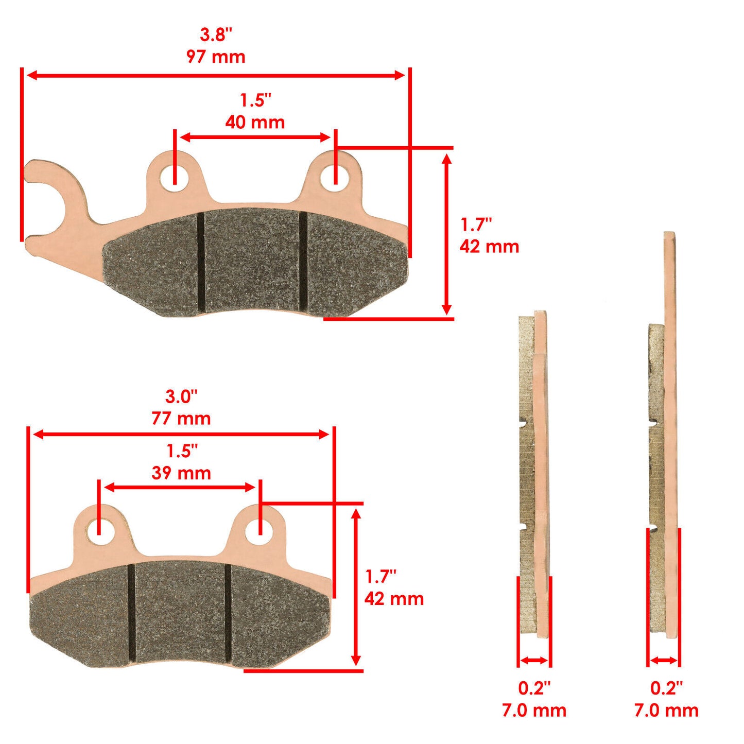 Front Left Right Brake Caliper Disc Pads For Yamaha Rhino 450 YXR450 4X4 2006-09