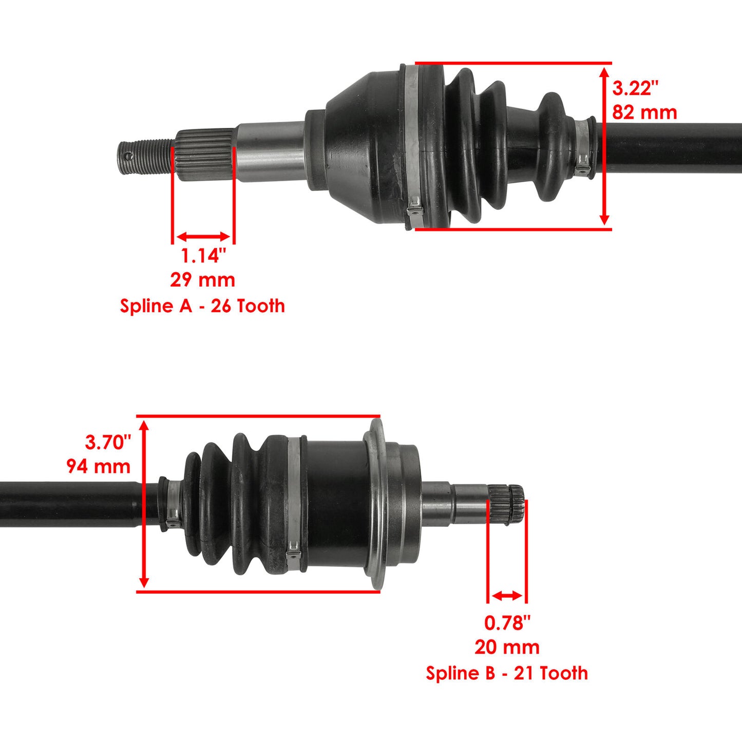 Front Left and Right CV Joint Axle for Can-Am Outlander 650 4x4 XMR 2013 - 2018