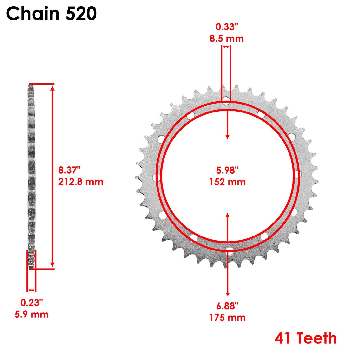 2XJ-25441-20-00 2XJ254412000 Rear Wheel Chain Sprocket for Yamaha 41 Teeth