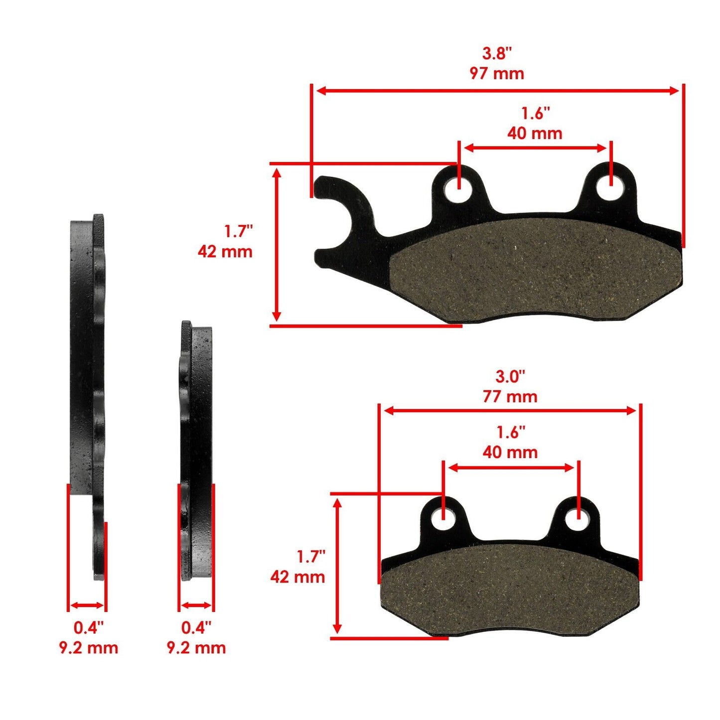 Front Rear Brake Pads for Kawasaki Mule Pro-Fx Pro-Fxt KAF820 2015-2016