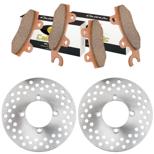 Front Left Right Brake Disc Rotor Pads for Yamaha Rhino 660 YXR660 4X4 2004-07