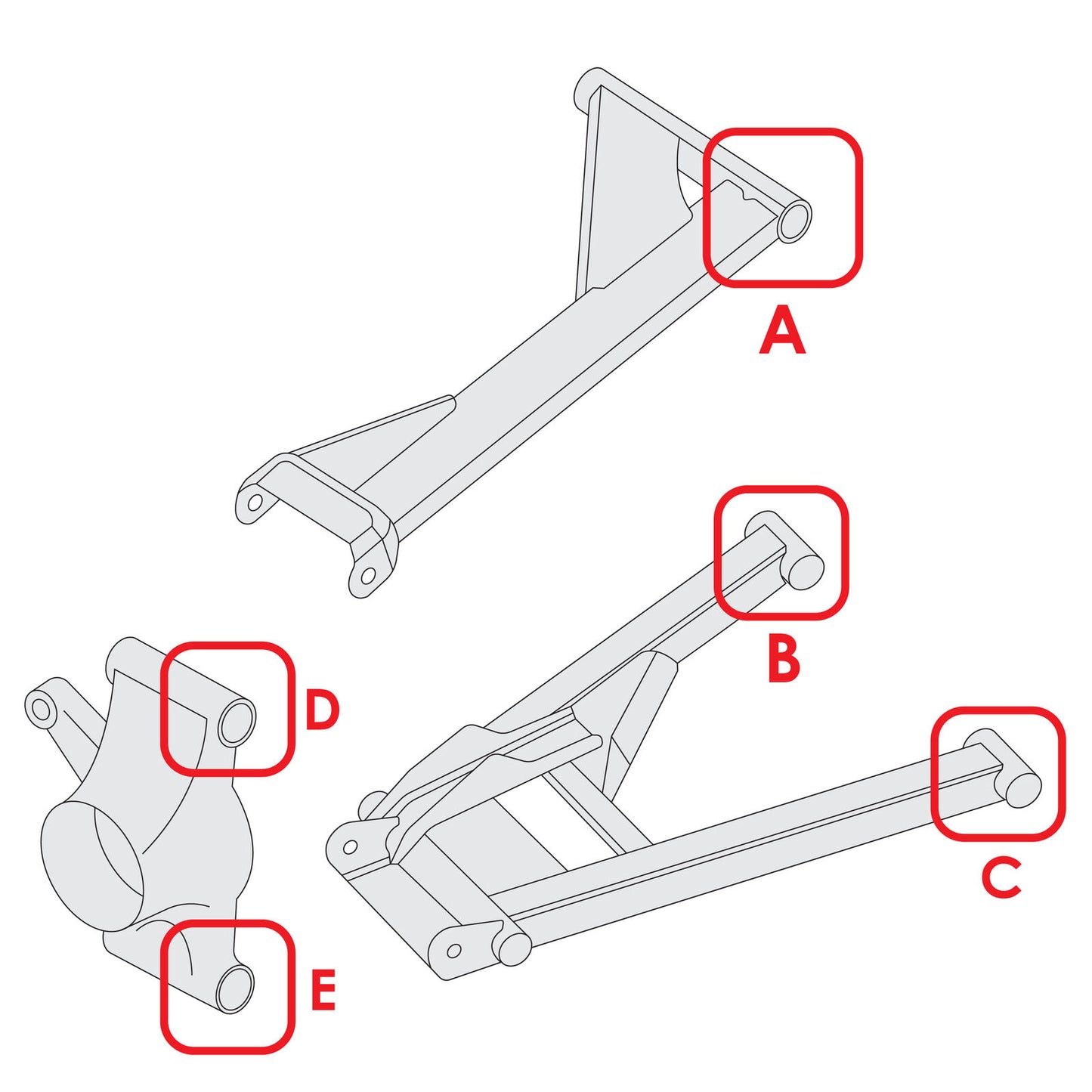 Caltric 5439874 5437651 Rear Control Arm & Knuckle Bushings For Polaris