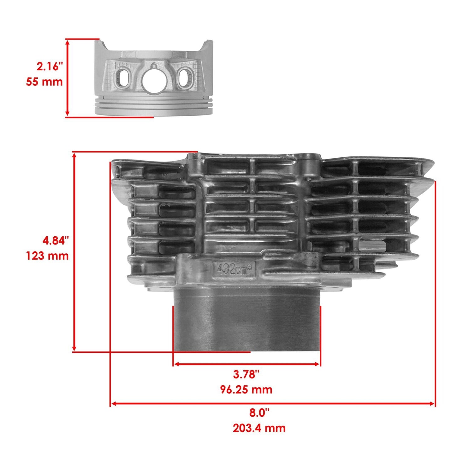 Caltric Cylinder Kit For Honda Foreman 450 TRX450 4x4 ES S 1998-2004