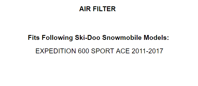 508000568 Air Filter For Ski-Doo EXpedition 600 Sport Ace  2011 2012 2014