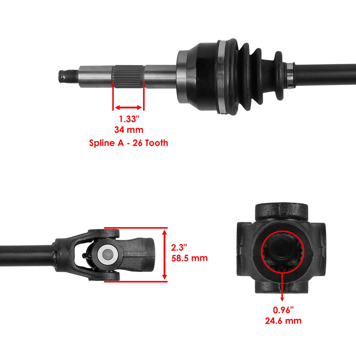 Front CV Joint Axle Btb for Polaris Magnum 325 425 500 4x4 1998 - 2003 / 2200960