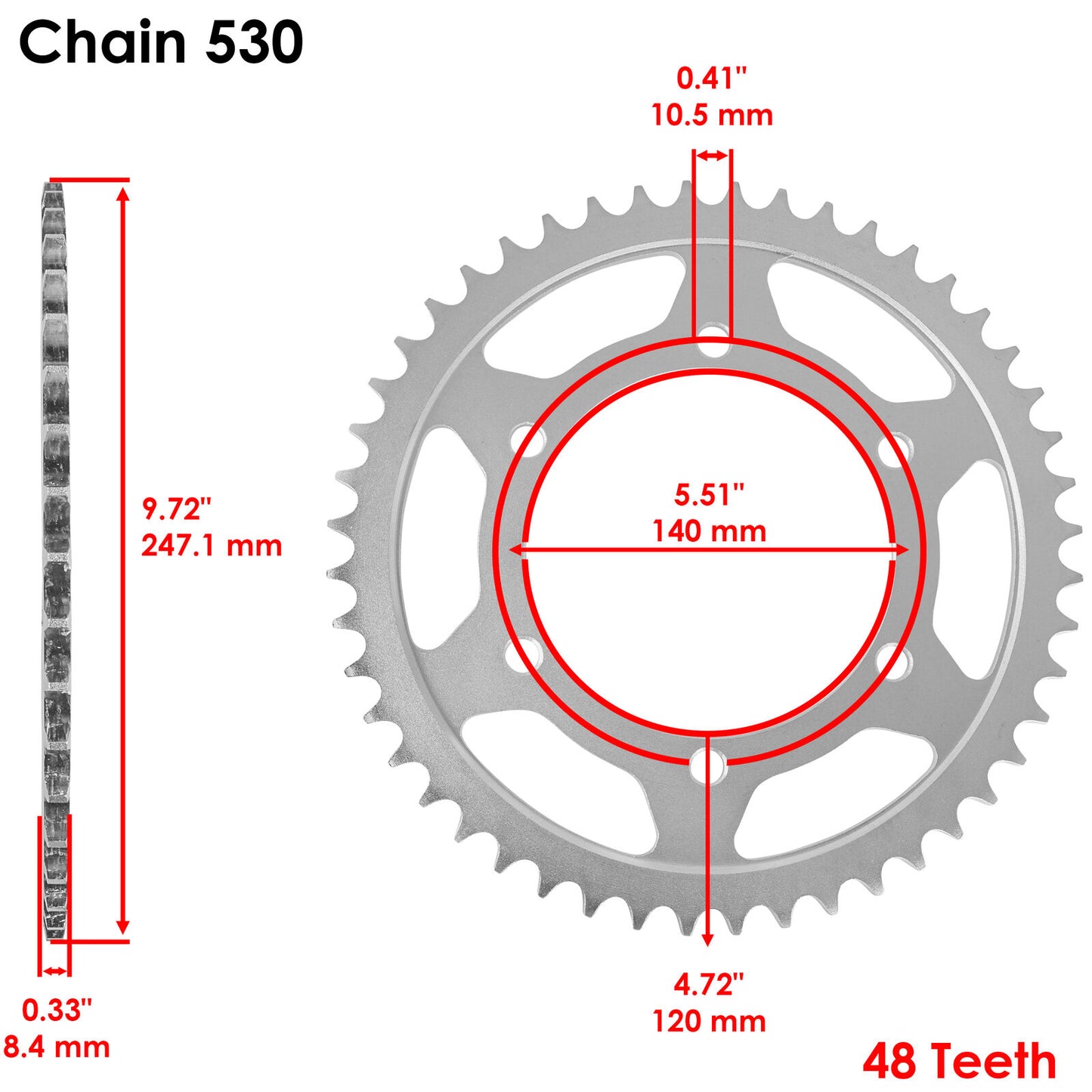 Caltric Rear Wheel Chain Sprocket for Kawasaki ZZR600 2003 2004 2005 48 Teeth