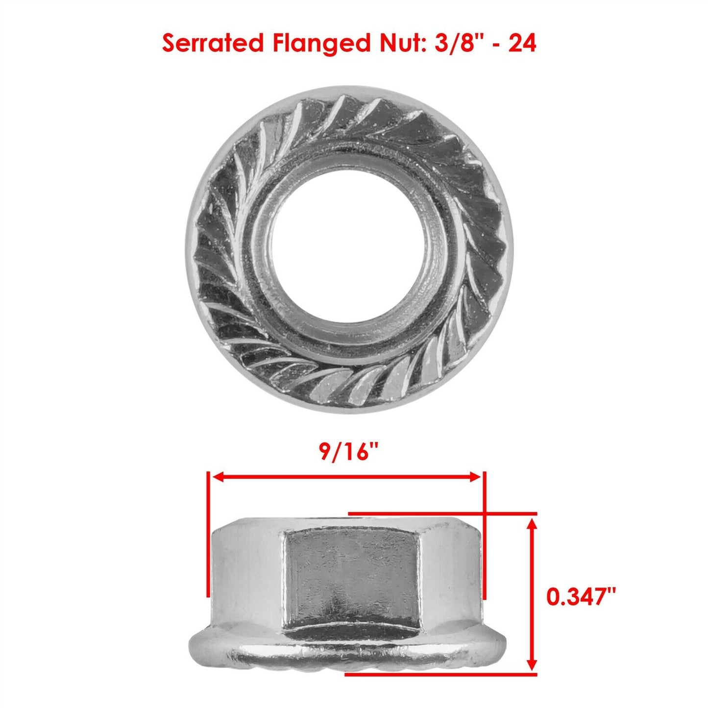 Wheel Flanged Serrated Wheel Nuts for Polaris 7542459 7547211 3/8"-24  4PCS