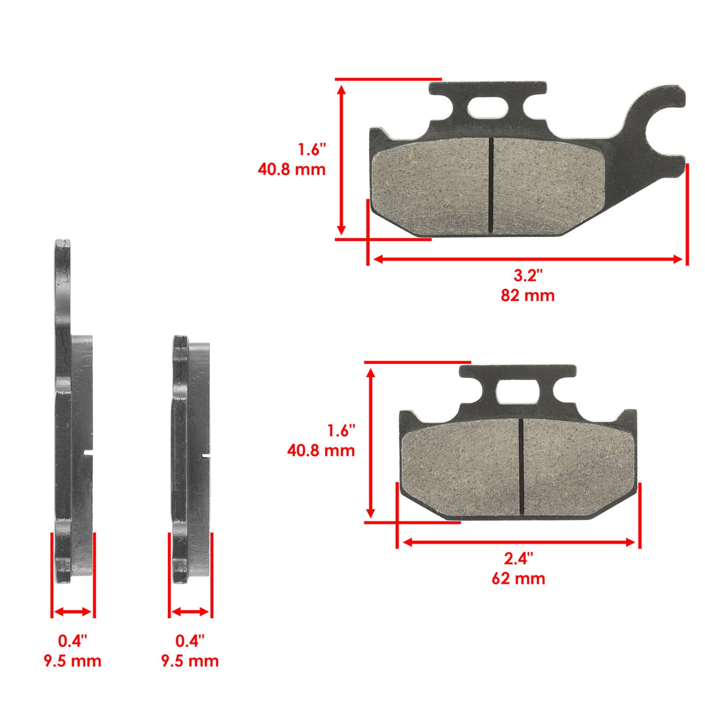 Front / Rear Brake Disc Rotor and Pads For Yamaha Grizzly 400 YFM400F 2007-2008