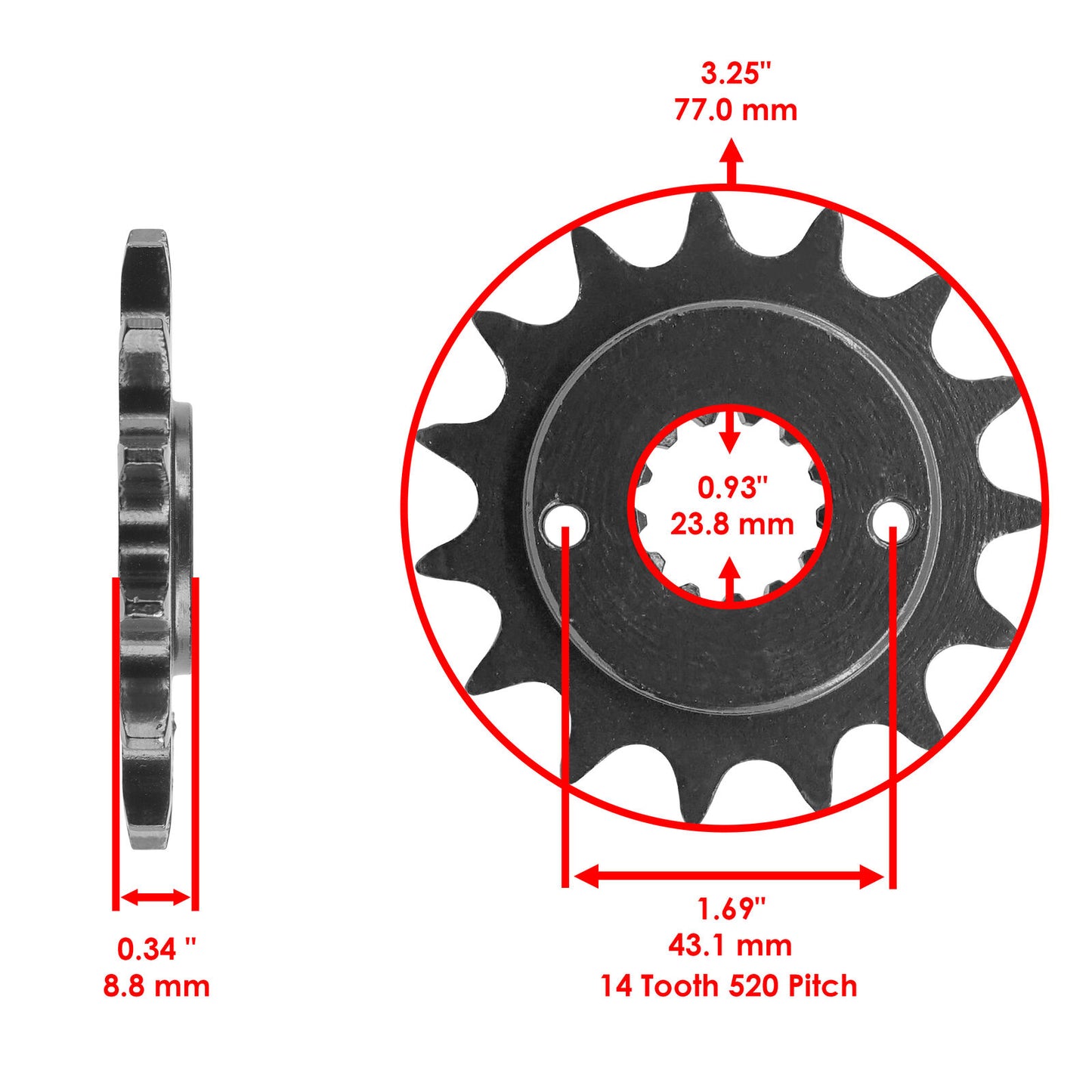 Front Drive Chain Sprocket for Kawasaki KLX250 06-07 2009-2010 2012-2014 2018-20