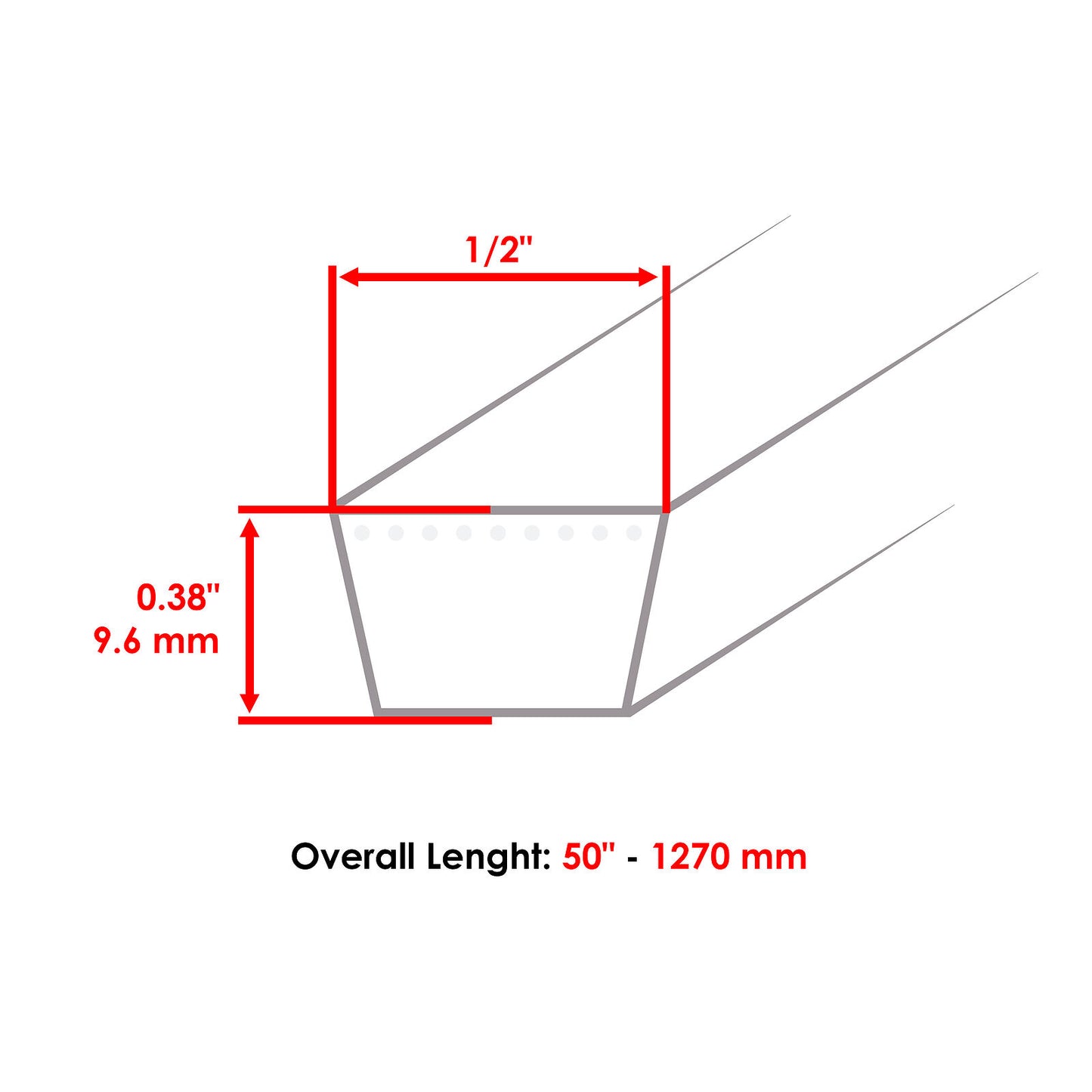 108196 111563 18-8890 25-3050 25-9850 26-2770 Belt for Toro 1/2"x 50" V-Belt