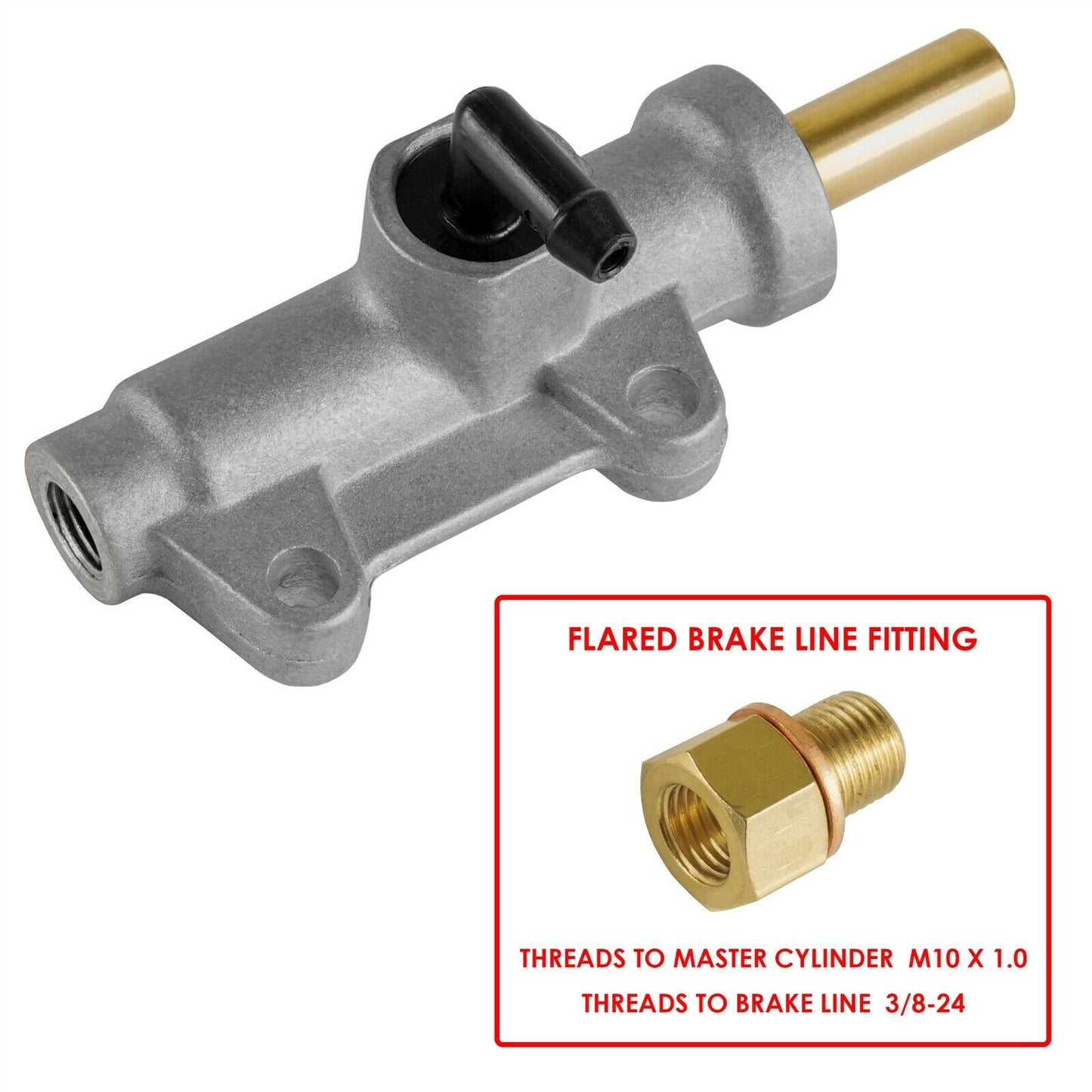 Rear Brake Master Cylinder NEW for Polaris 1911113 3/8" Flared Brake Connector