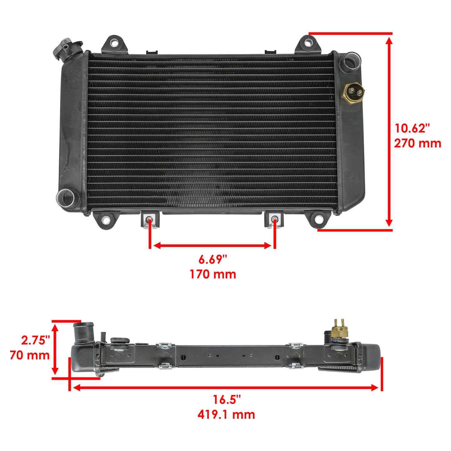 Rear Radiator W/Sensor for Kawasaki KAF950 Mule 2510 Diesel 2000 2001 2002