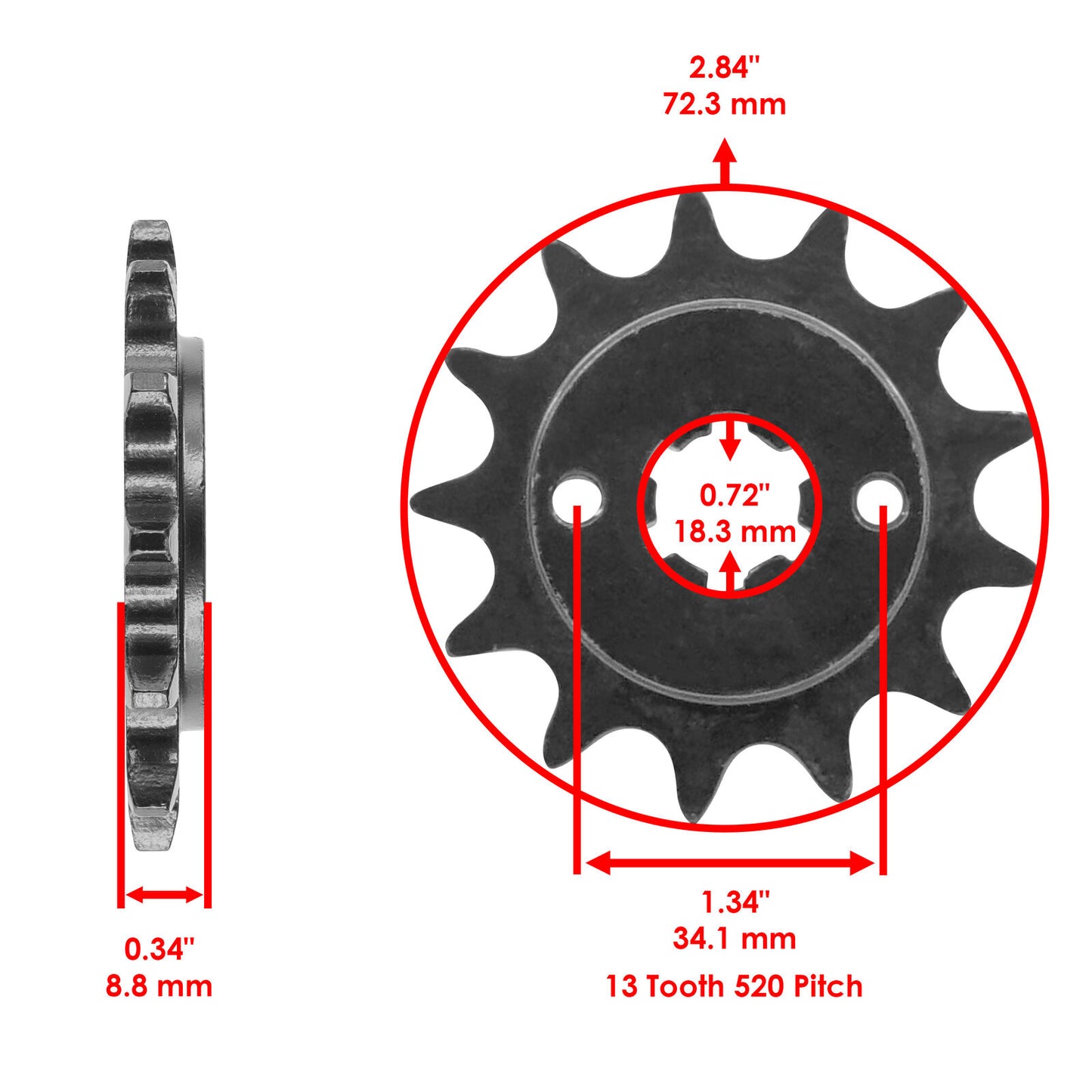 Caltric Front Drive Chain Sprocket for Yamaha YFS200 Blaster 1988-2006 Teeth 13