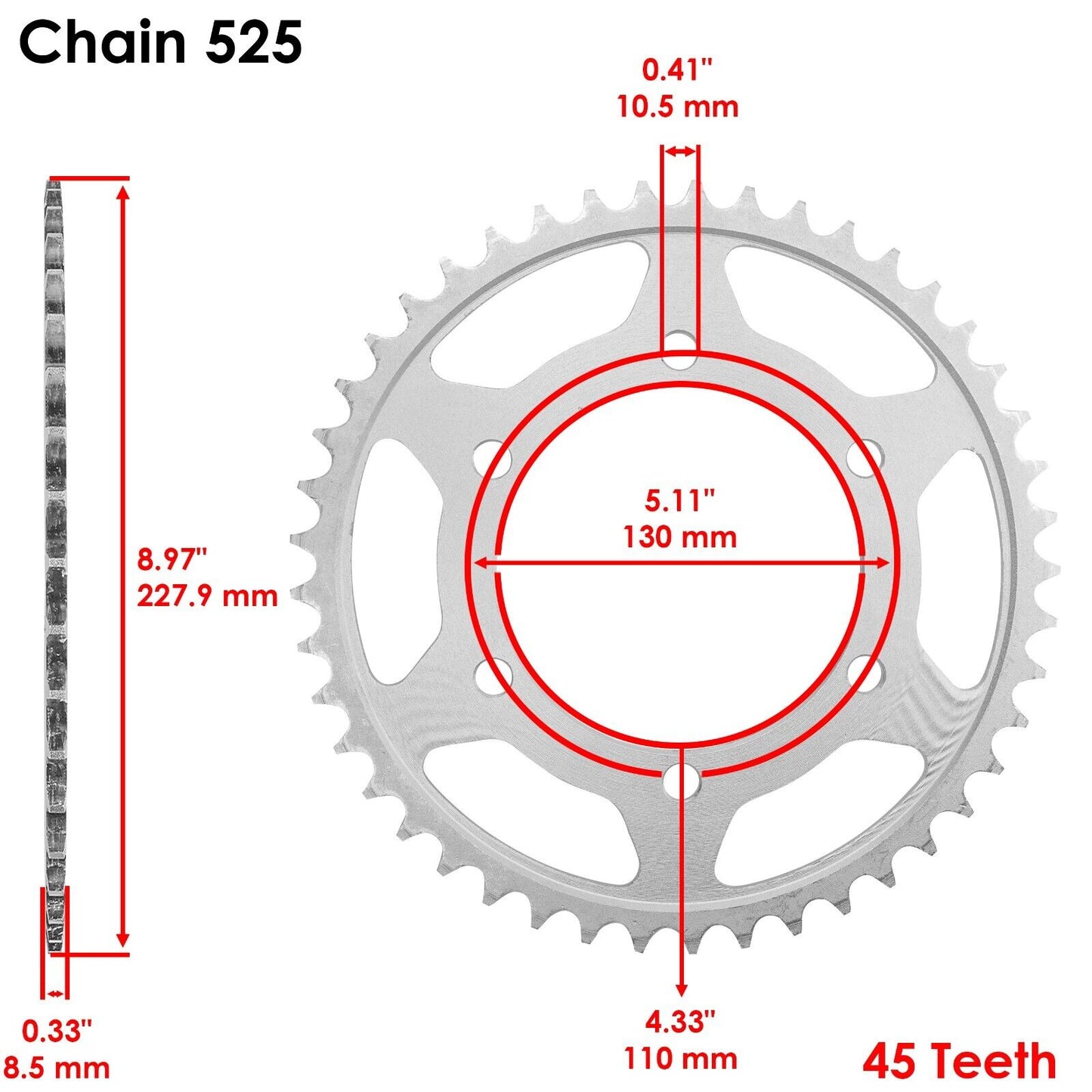 Drive Chain & Sprockets Kit for Yamaha R6 YZF-R6 2006 2007 2008 2009 2010-2016
