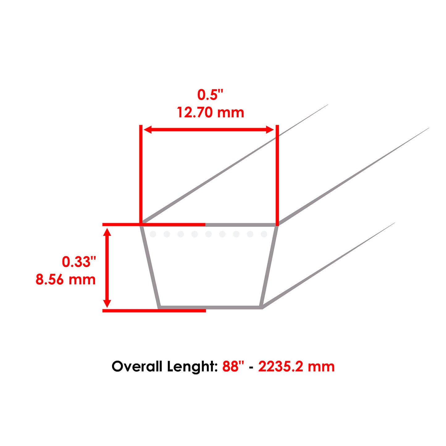 1/2" x 88" Deck Belt for MTD Cub Cadet Troy-Bilt 690-500-0009 B1131290 B1144200