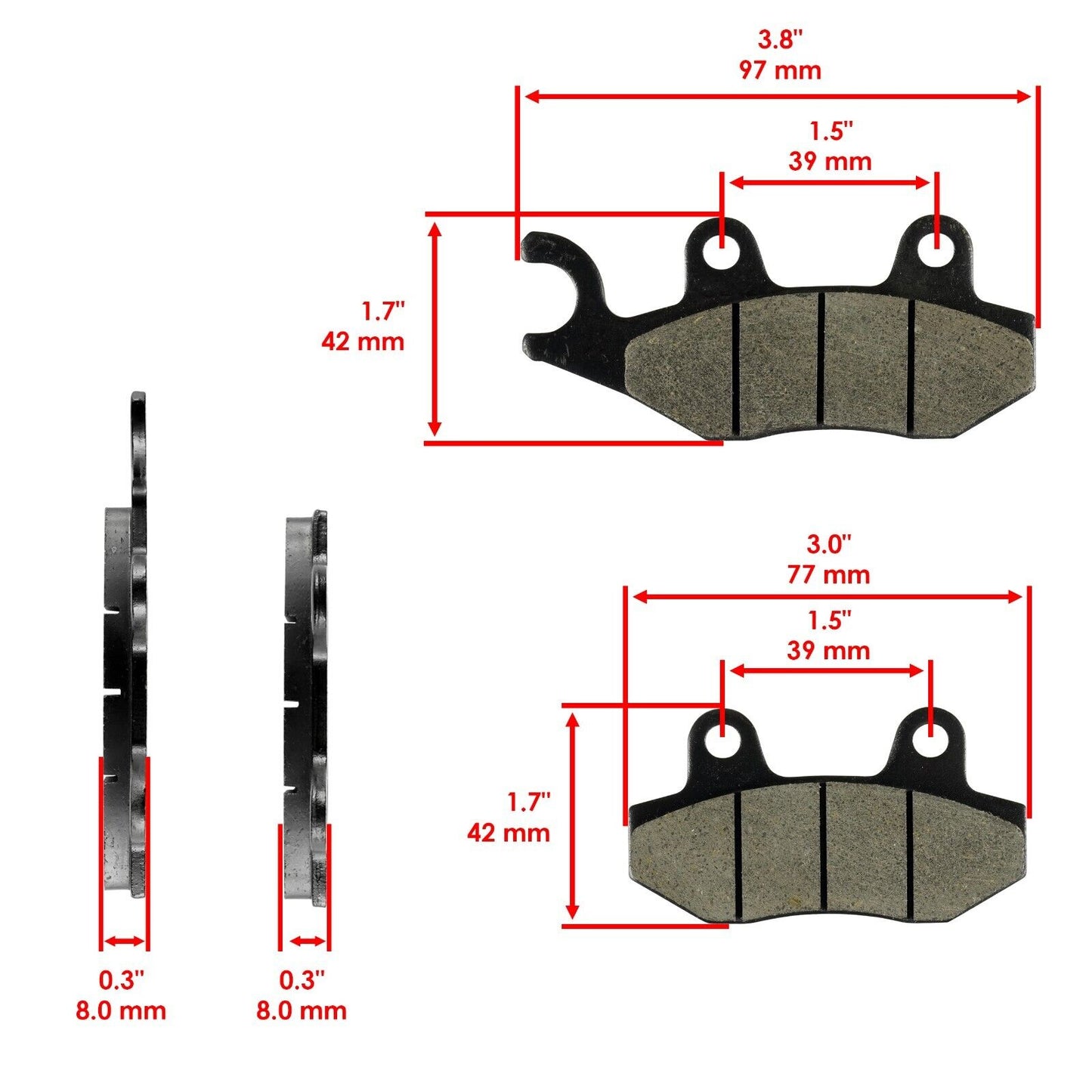 Front And Rear Brake Pads for Can-Am Maverick 1000R 2013-2017/Maverick 1000 2013