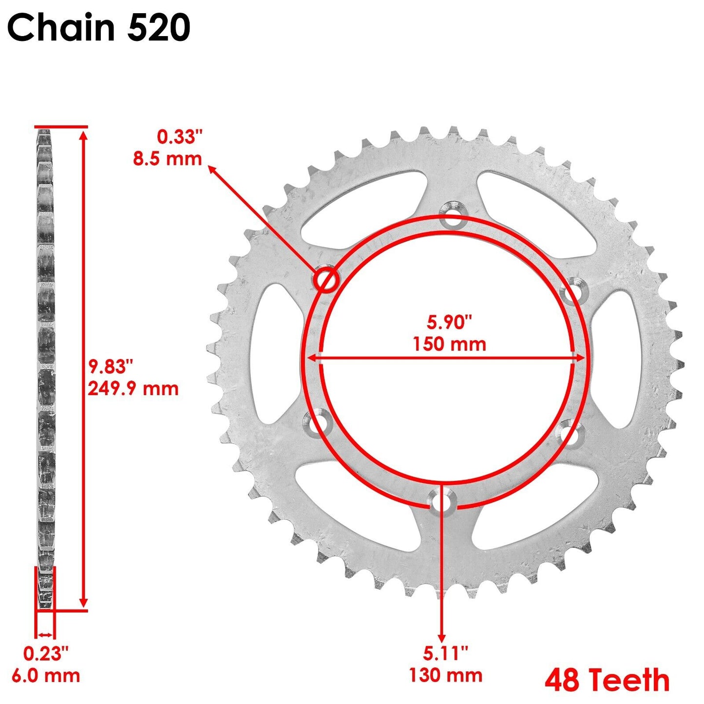 Black O-Ring Drive Chain & Sprockets Kit for Yamaha YZ250F 2001 2002 2003 2004