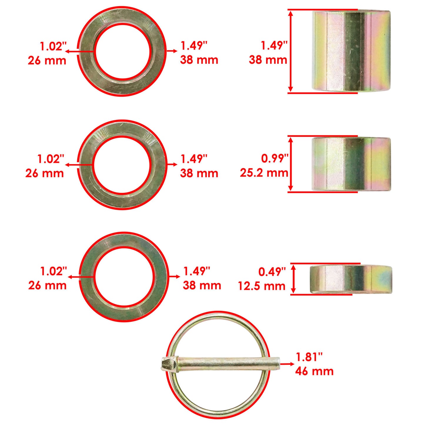 502120 Mower Wheel Height Spacer Kit For King Kutter RFM-48 60 72 RSFM-72 FM-048