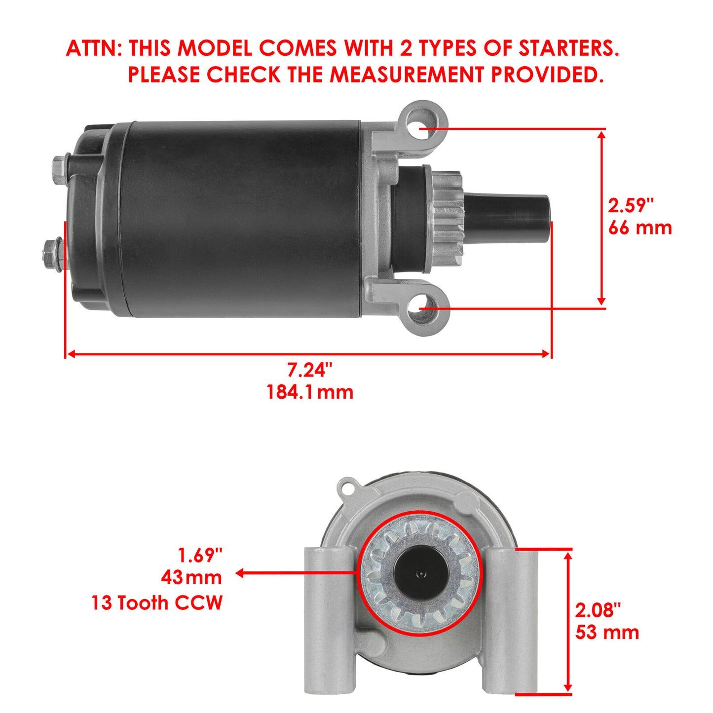 Starter For Kohler 12-098-05, 12-098-06, 12-098-09, 12-098-12, 12-098-19