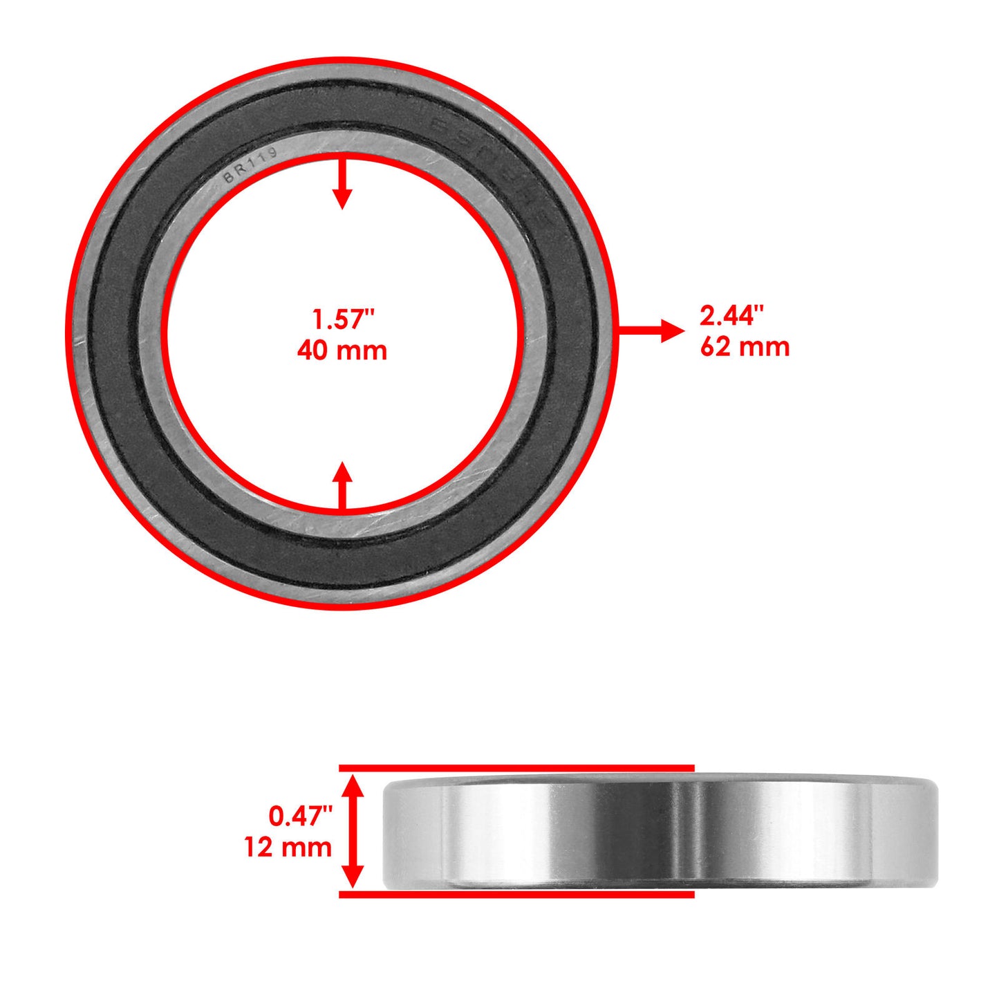 Caltric 6908-2RS One Side Rubber Sealed Ball Bearings 40x62x12 mm