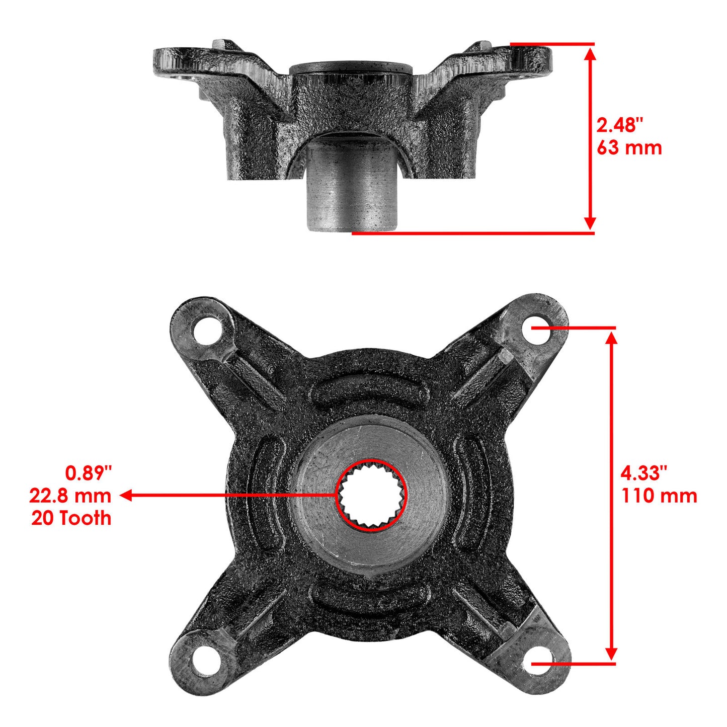 Front L&R Wheel Hub w/ Bearing & Hardware for Polaris Ranger 500 2005-2011