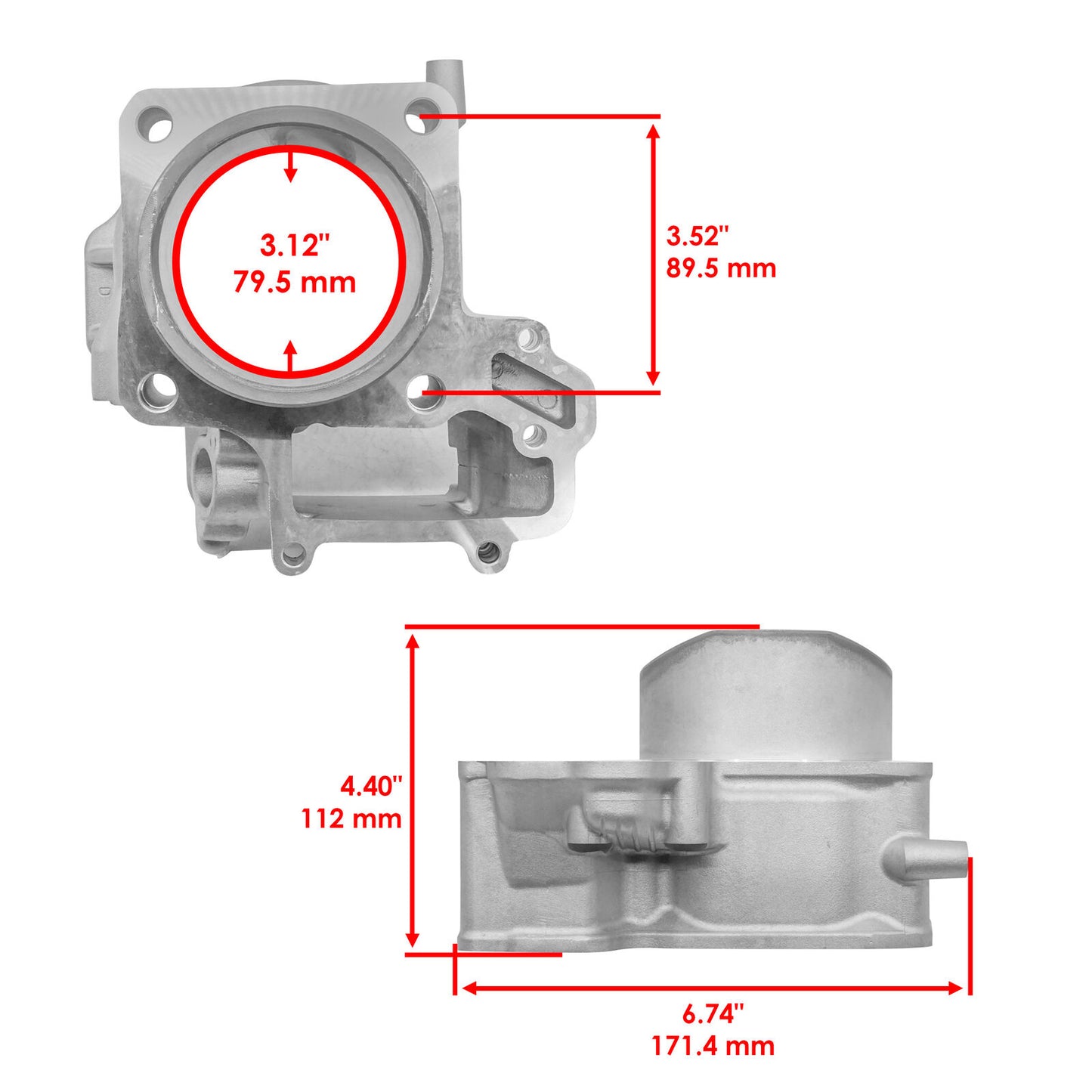 Caltric Rear Engine Cylinder For Kawasaki Brute Force 650 KVF650 4x4i 2006-2013