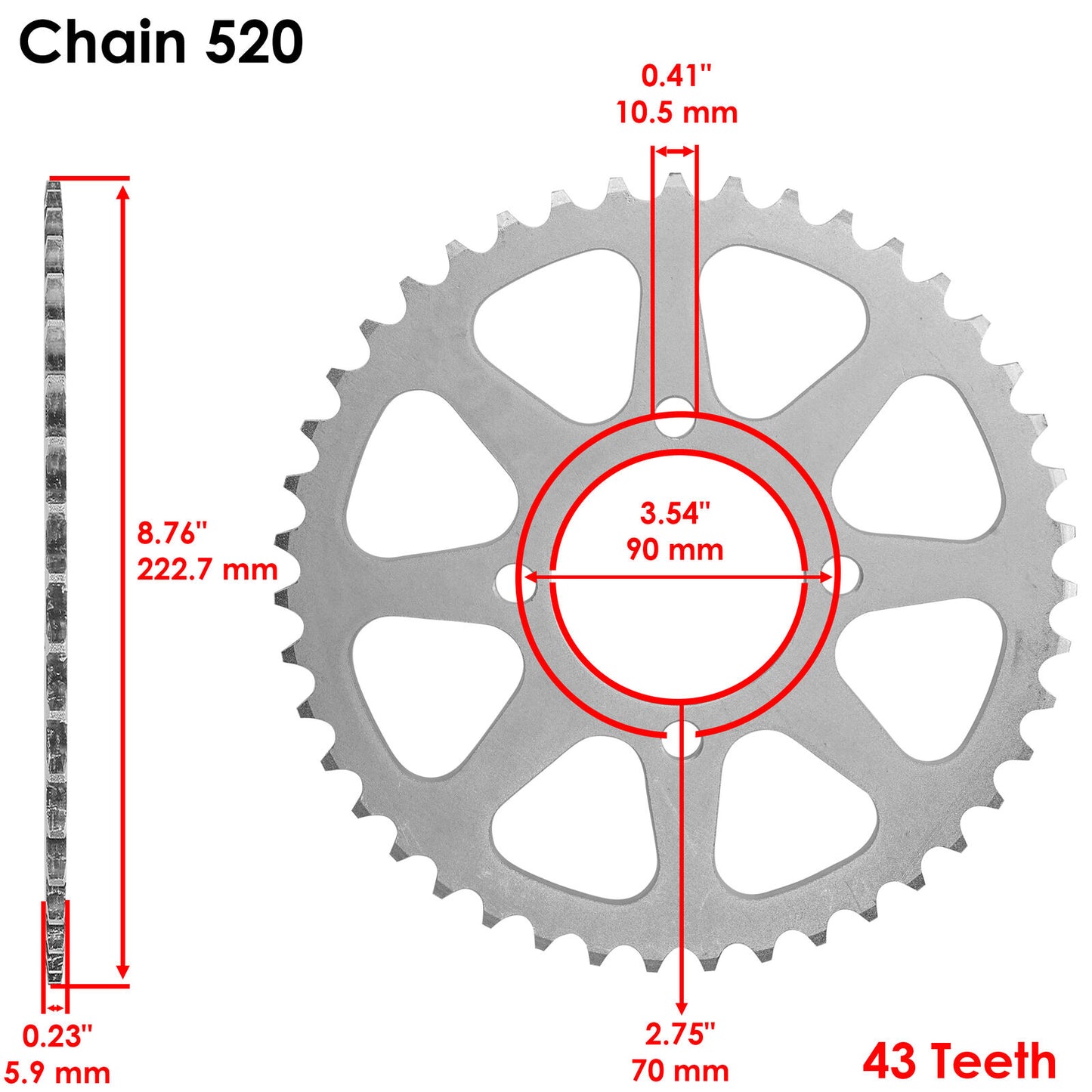 Rear Wheel Chain Sprocket for Kawasaki 300 Lakota KEF300 1995 1996-2003 43 Teeth