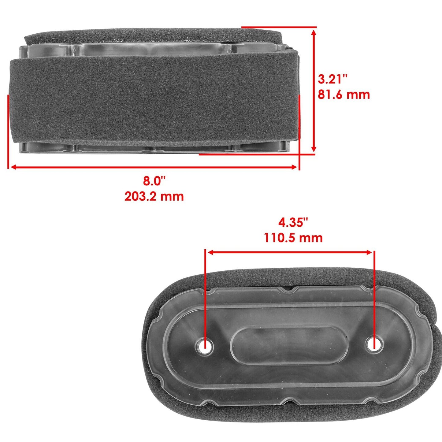 Caltric M150949 Air Filter Cleaner For John Deere Length 8" Height 3.21"