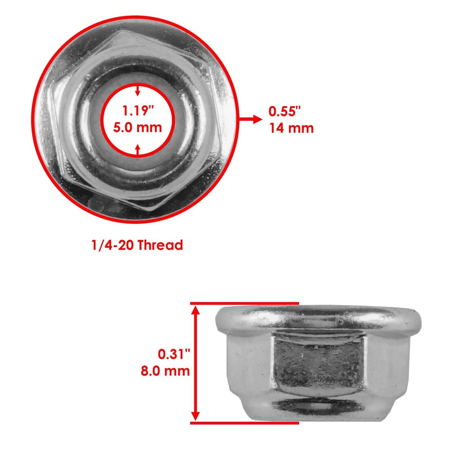 5x Flanged Nylok Nut For Polaris 7542153 1/4-20