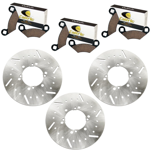 3 Front Middle Brake Disc Rotor W/ Pad for Polaris Big Boss 500 6X6 1998-1999